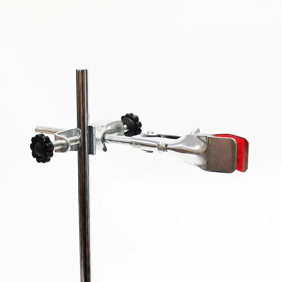 Soporte de retorta para laboratorio 21x14 cm 2 anillos 5 cm 7,3 cm barra 40 cm abrazadera