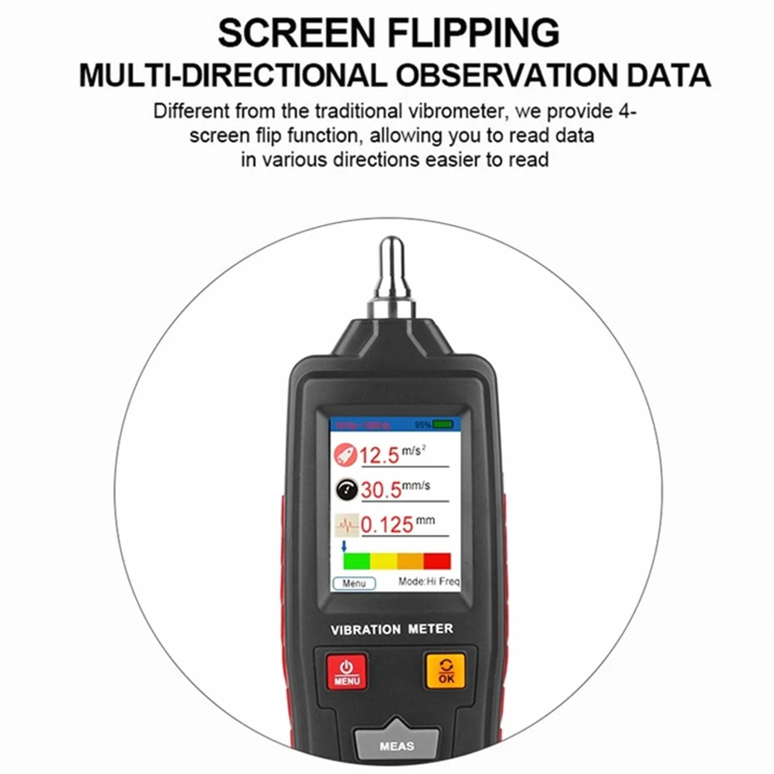 Medidor digital de vibraciones con pantalla LCD para aceleraciones precisas, instrumento de vibración y
