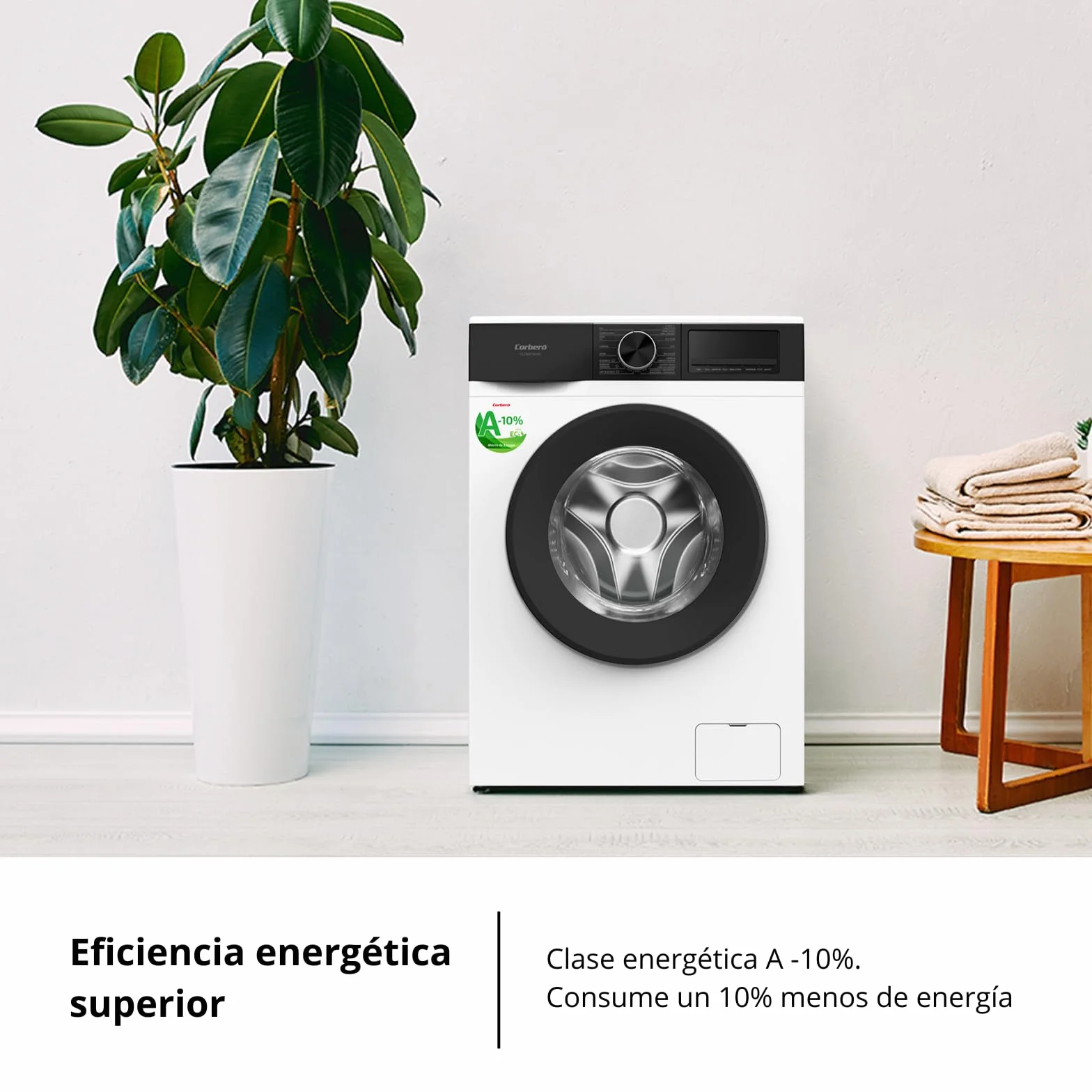 Corberó Lavadora Carga Frontal CLT80514VIN 8 Kg 1400 RPM Inverter 16 Programas Vapor Antialérgica Blanco