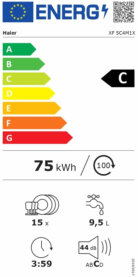 Haier I-Pro Shine Serie 3 XF 5C4M1X Lavavajillas Independiente 60cm, Motor Inverter, 15 Cubiertos, WIFI, 44dB, Inox