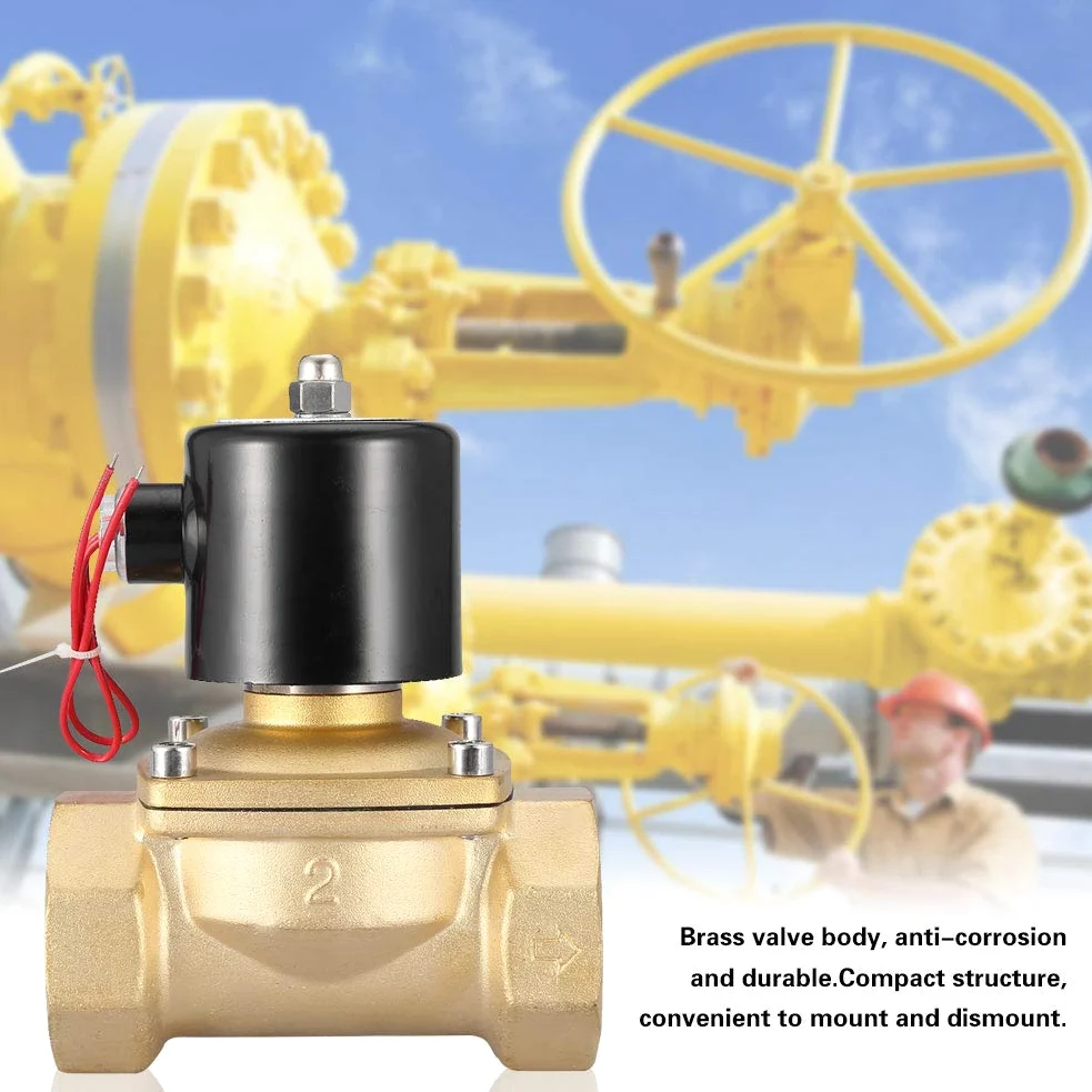 Válvula solenoide NC, 220VAC DN50 Latón Válvula solenoide eléctrica de tipo 2, 2 posiciones y 2 posiciones, normalmente cerrada Tipo de válvula solenoide sensible de efecto directo