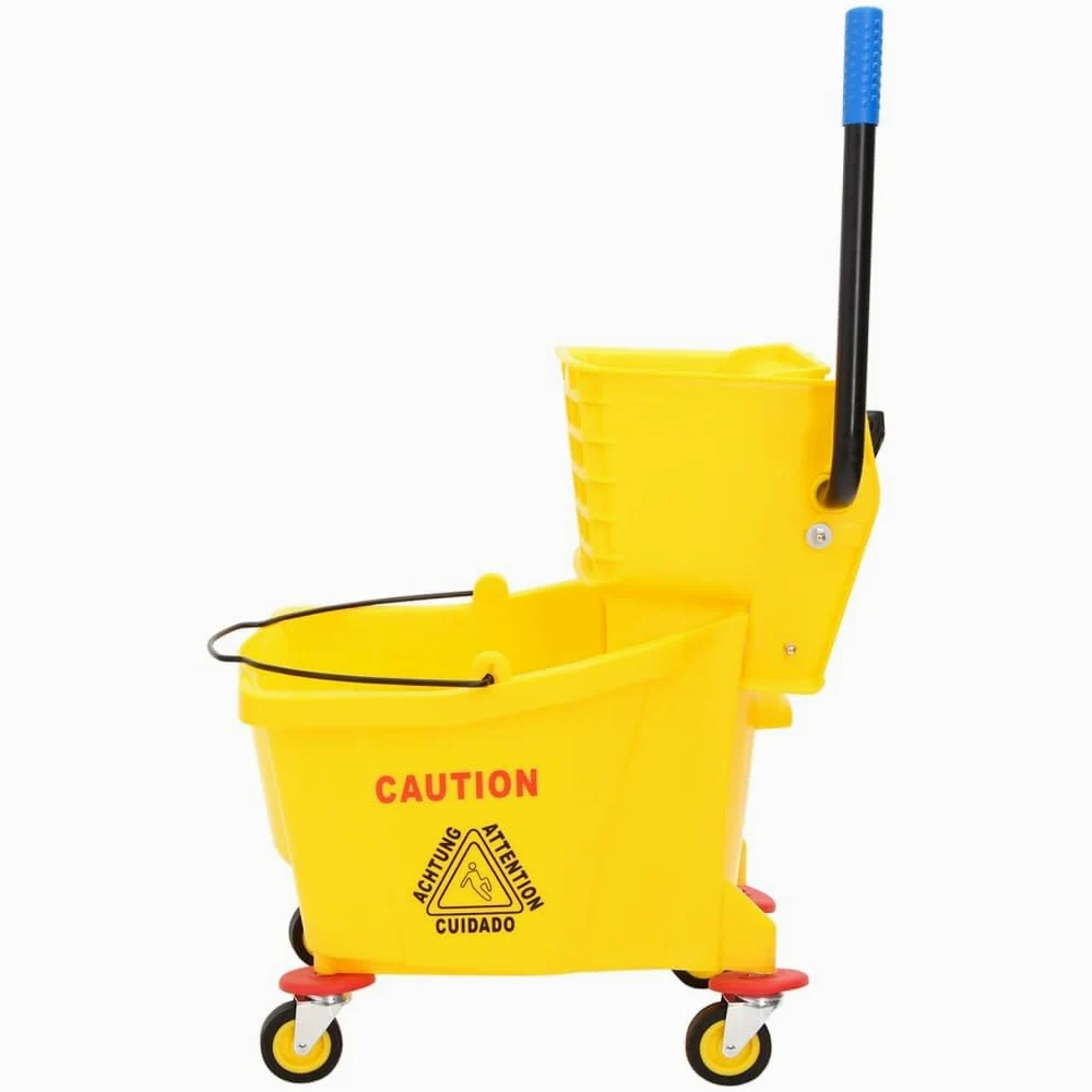 Cubo de fregona con escurridor y ruedas (36 L, PP, 36 L), color amarillo