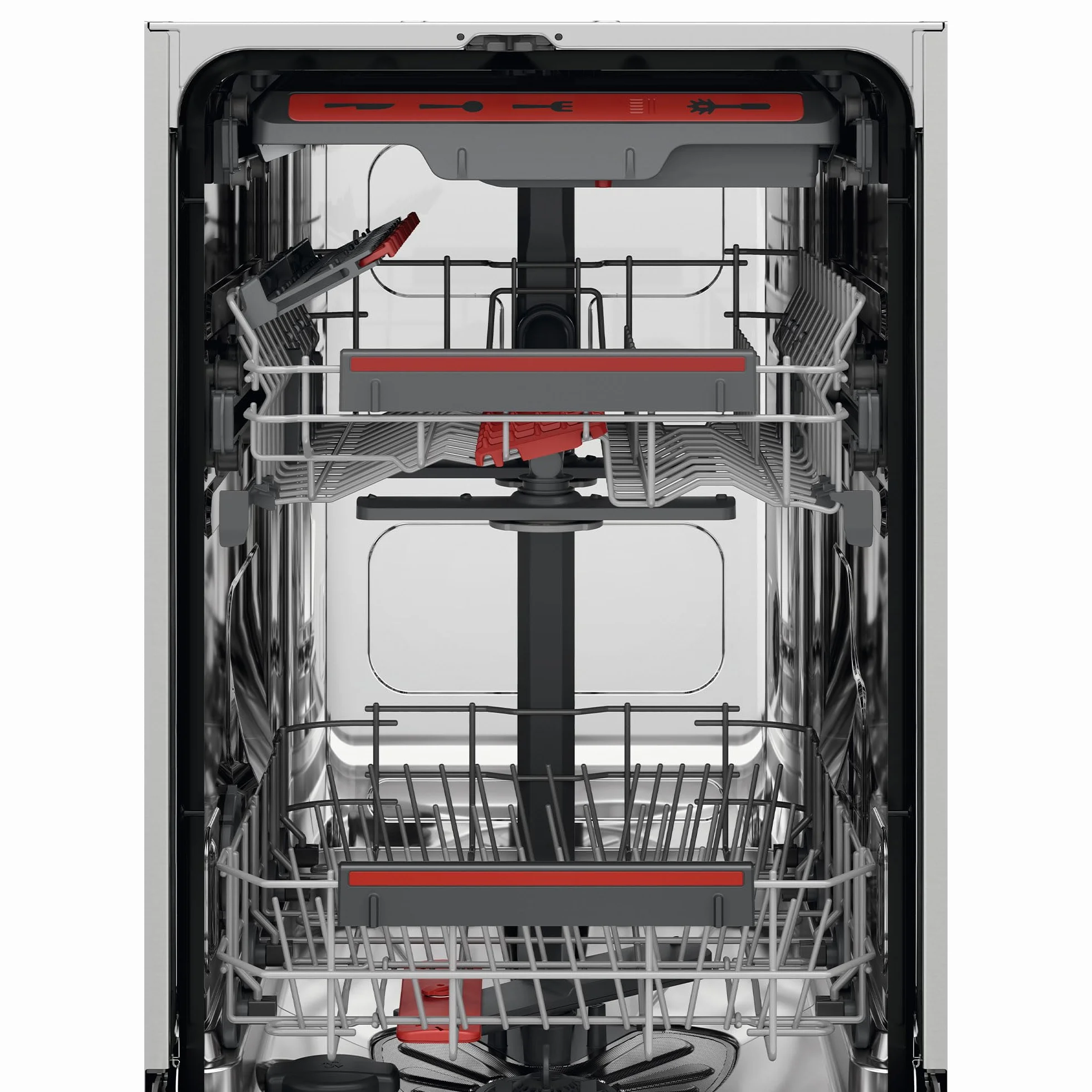 AEG Lavavajillas Pequeño AirDry FFB73527ZM, 45 cm, libre Instalación, 10 cubiertos, brazo aspersor satélite, SoftSpikes, motor Inverter, display, 9 programas a 4 temperaturas, 45 dB(A), Inox
