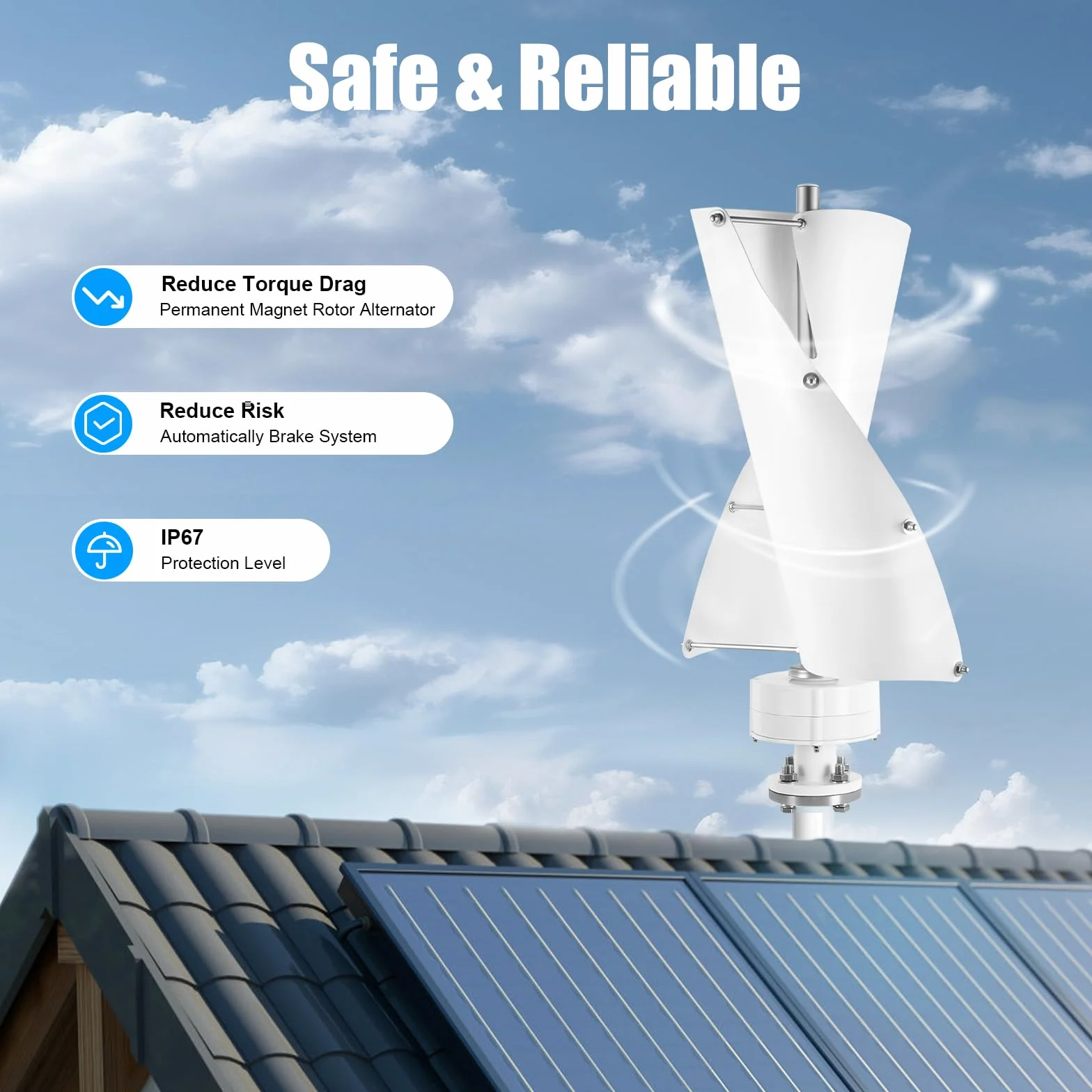 Turbina eólica vertical, 12 V/24 V, 100 W, generador de turbina eólica vertical con controlador, generador de energía eólica, turbina eólica
