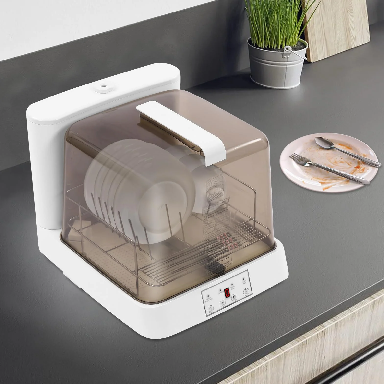 800W Lavavajillas Pequeño con Boquilla Giratoria de 360 y Tanque Control Táctil Lavavajillas Portatil Sobre Mesa Mini Lavavajillas para Casas Pequeñas, Dormitorios, Barcos, Caravanas