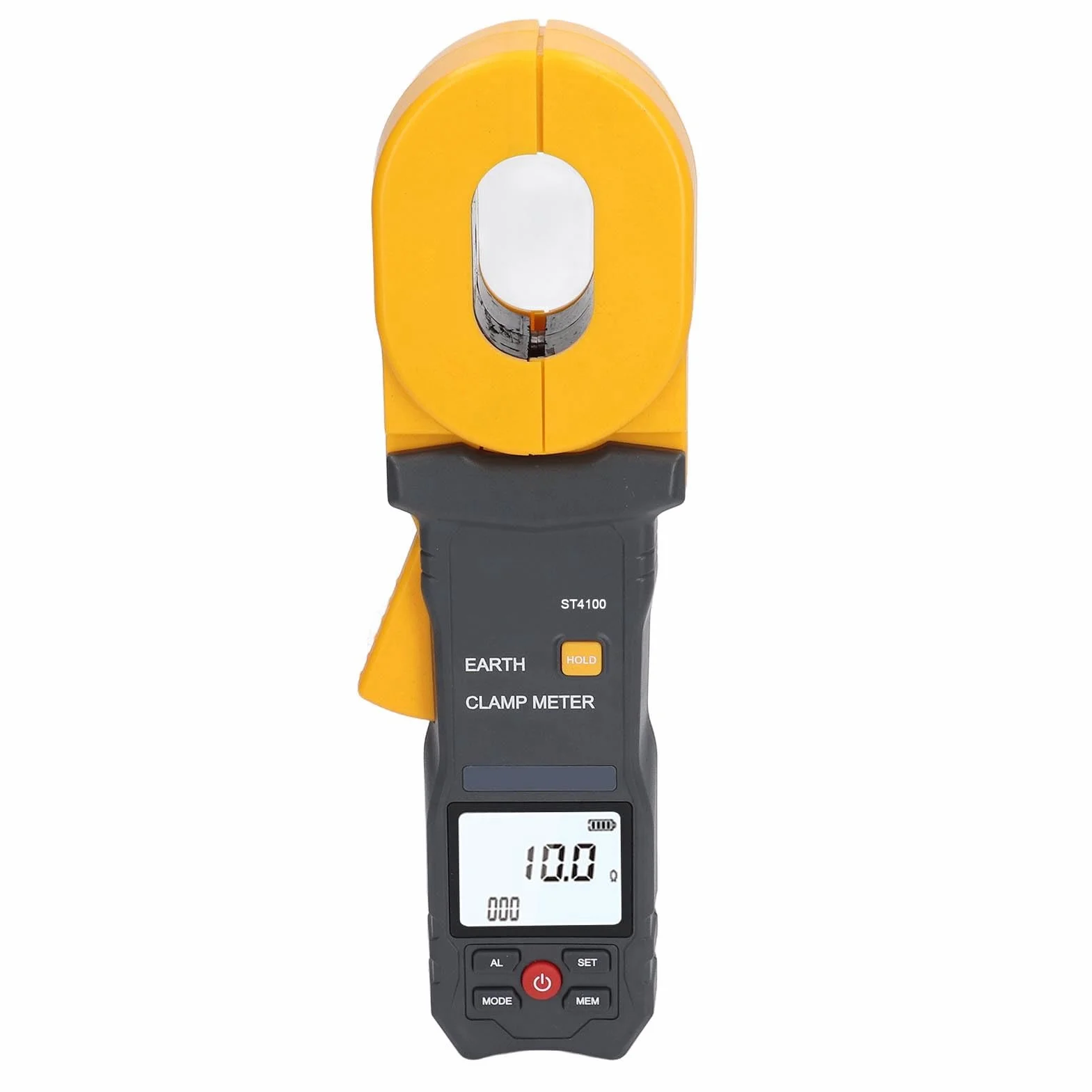 Gugxiom Pinza Amperimétrica Digital Pinza Medidor de Resistencia a Tierra 55x32 Mm, ST4100 LCD Pinza Probador de Tierra Resolución de Resistencia 0.001Ω 0.01mA, Apagado