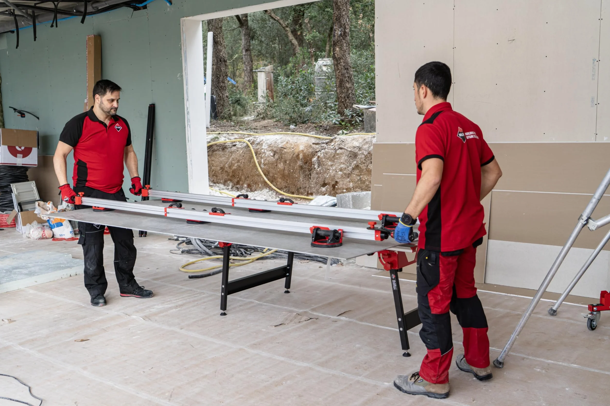 Ventosa para azulejos gran formato con guías retráctiles ERGO TILE TRANS – 6 ventosas Ø160mm – hasta 320 cm y 80 kg