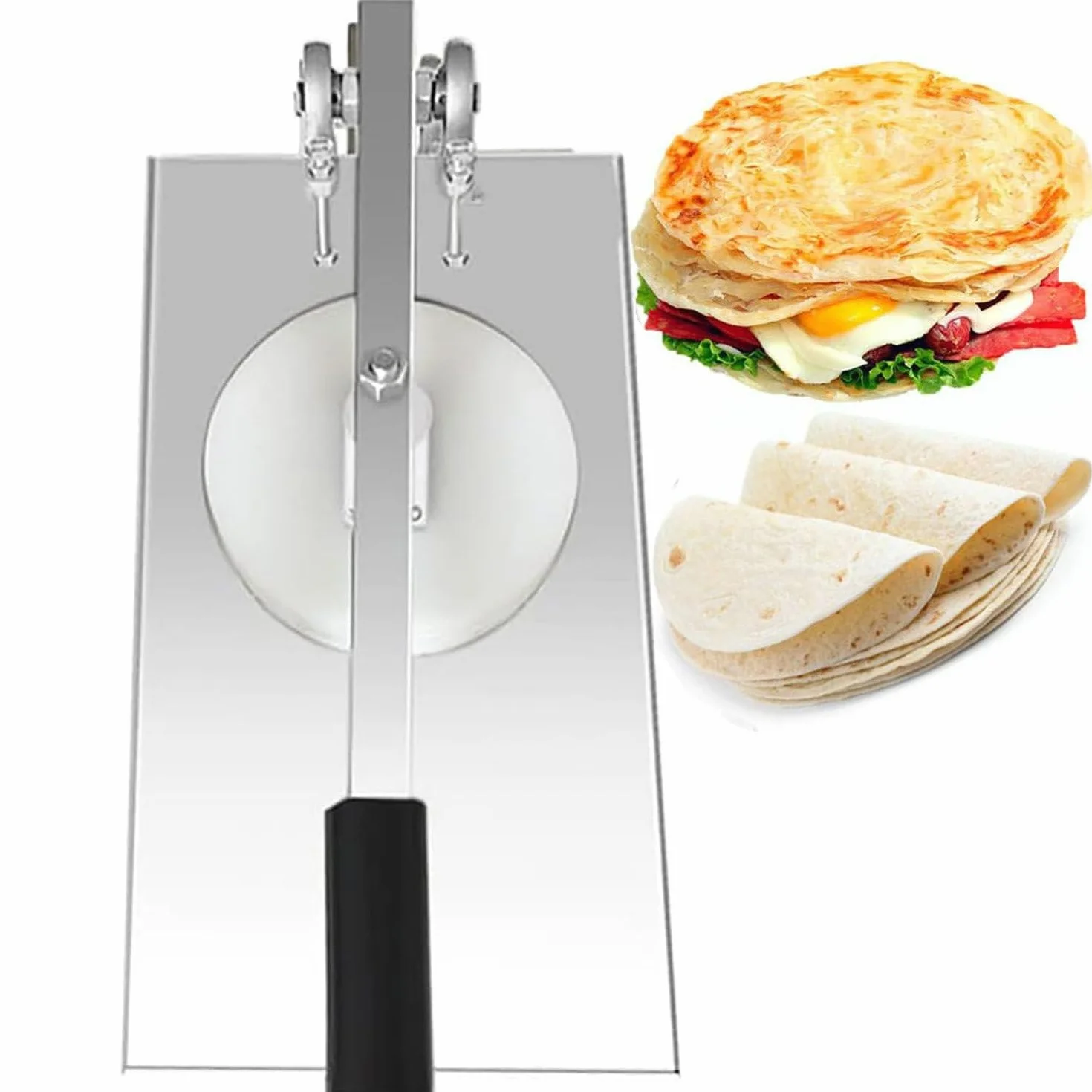 Máquina Manual para prensar Masa de Pizza, laminadora de Masa de Pizza Comercial de Acero Inoxidable, con Varilla de extensión, máquina Manual para prensar Masa de Pizza,24cm