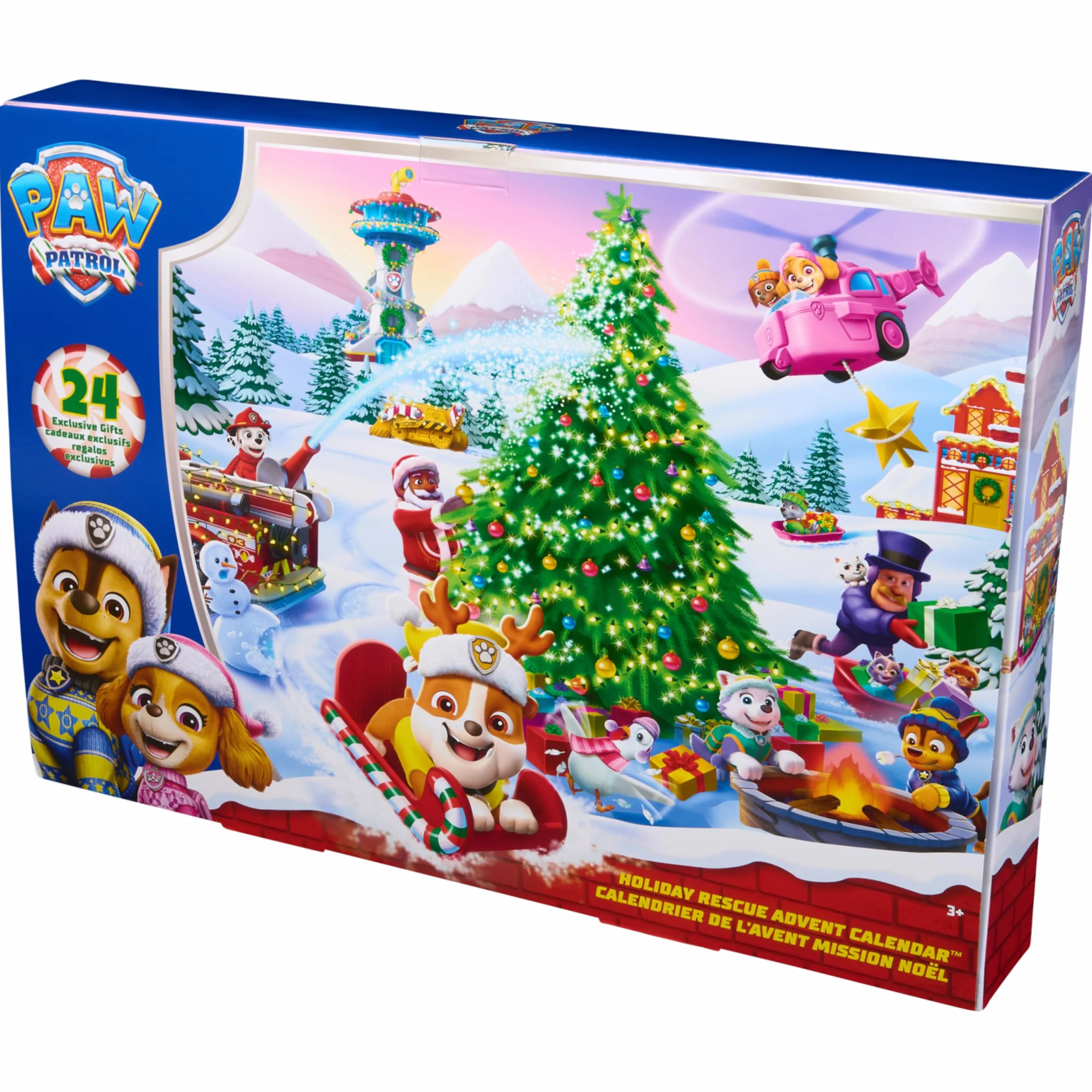 PAW PATROL Calendario de Adviento 2025 con 24 sorpresas de juguete, 7 vehículos y 11 figuras