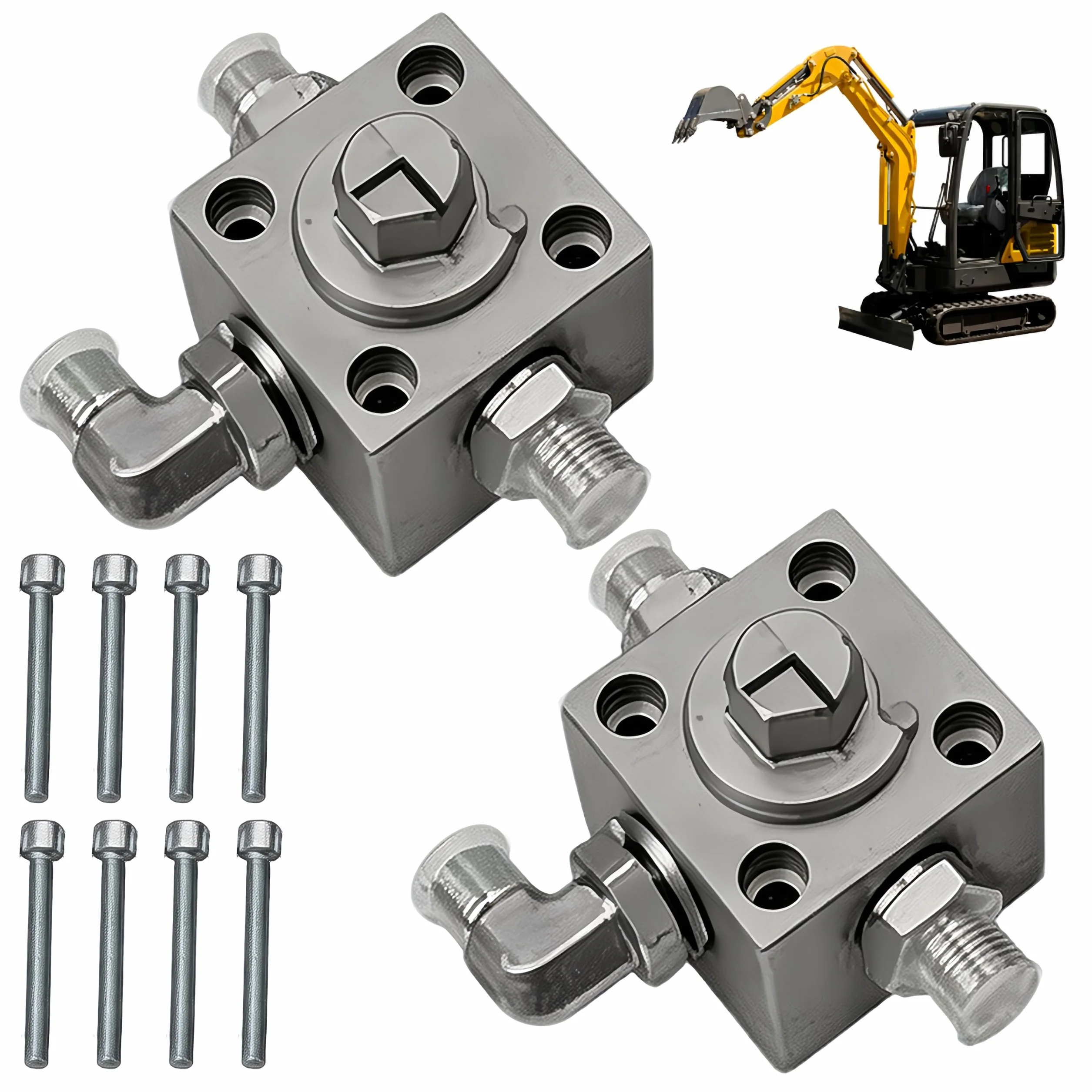 Válvula de Estrangulamiento, 2 Piezas Válvulas de Desviación de 3 Vías para Excavadoras Accesorios Hidráulicos para Excavadoras Pequeñas con Acoplamientos Rápidos Reemplazo de Repuesto de Aceleración
