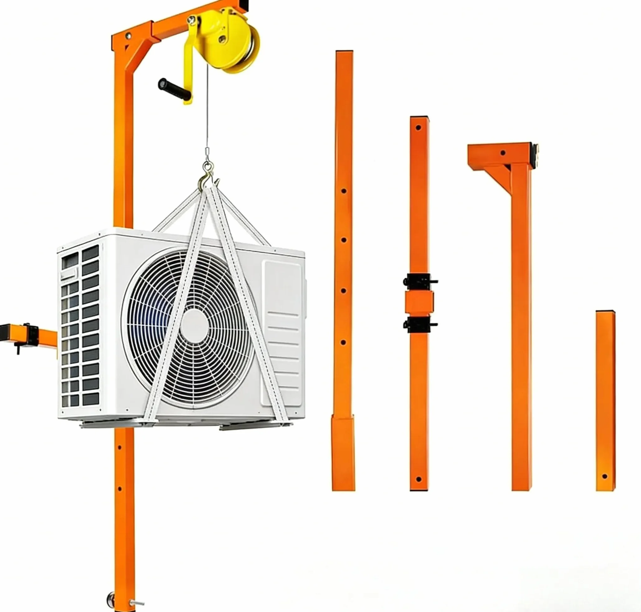 Herramienta De Elevación De Aire Acondicionado | Soporte De Grúa Para Instalación Exterior | Cabrestante Manual Para Unidad Exterior (25 m)