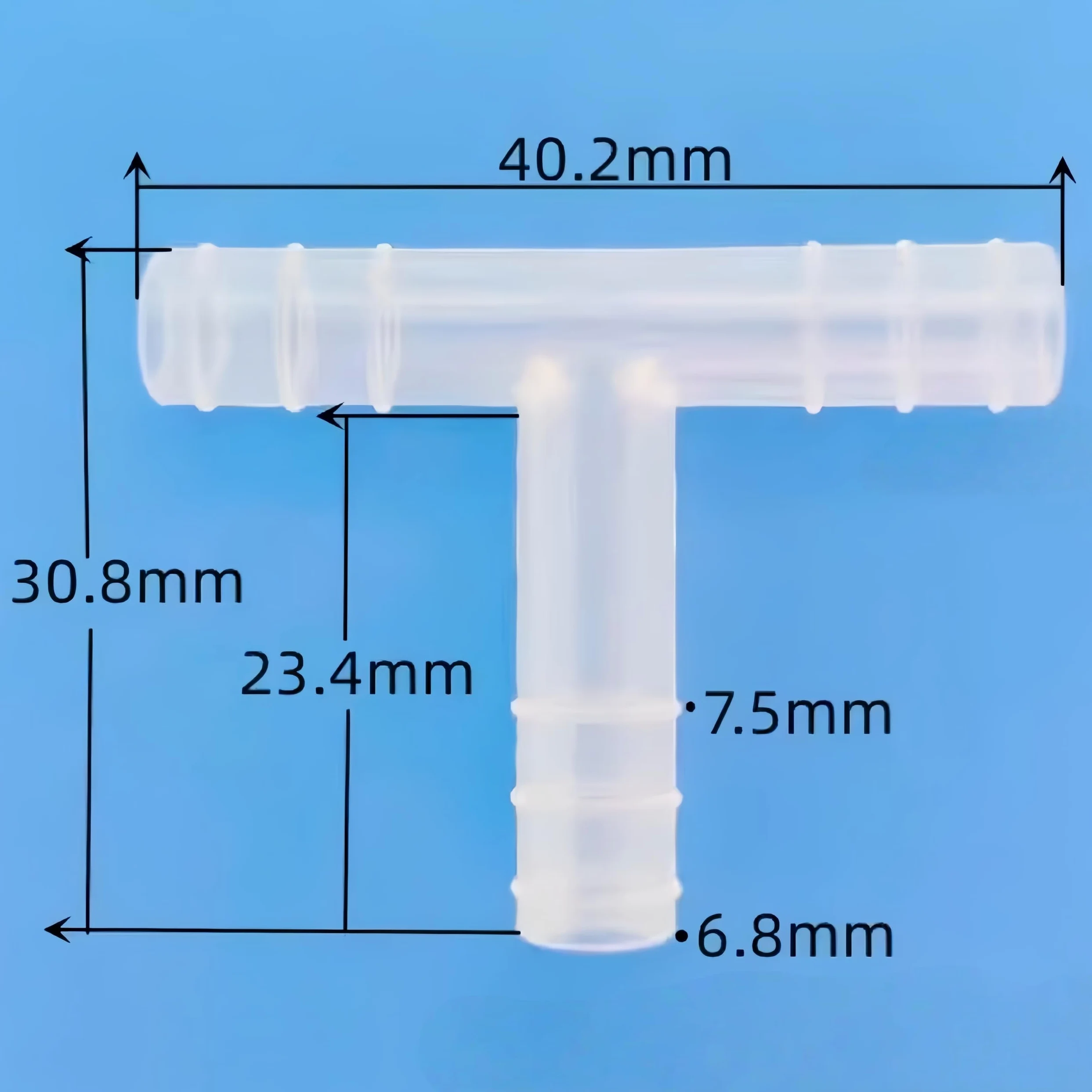 Accesorio en T con púas for manguera en forma de T de 3 vías, paquete de 25, adaptador reutilizable de PP duradero for laboratorio,(6.8mm 1/4inch 6T)