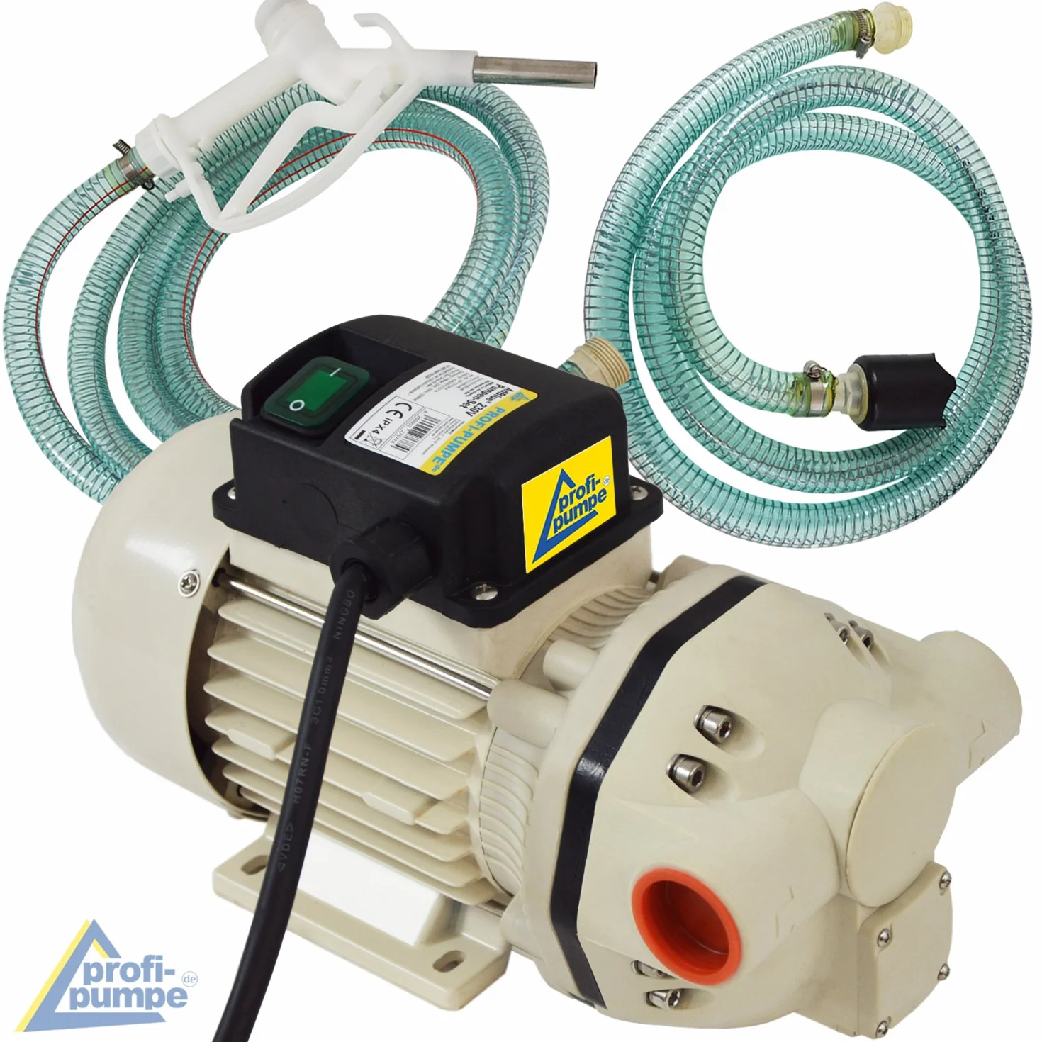 Profi-Pumpe® Bomba AdBlue® 230V de Membrana | Caudal 40L/min (2400 l/h) | Bomba de Urea Autoaspirante con Bobinado de Cobre | Kit con Pistola, 6m de Mangueras y Accesorios de Conexión