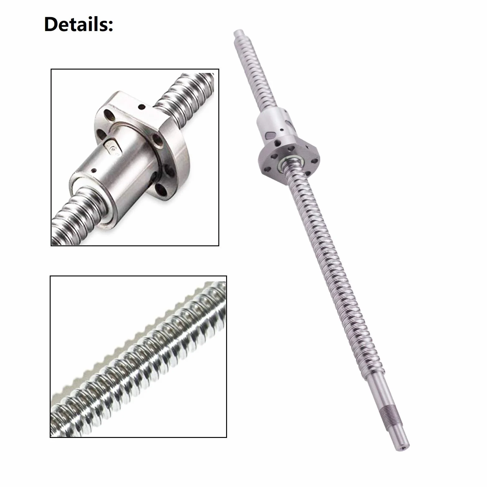 Husillo de Bolas SFU1605 RM1605 Longitud de 500mm Diam 16mm con Tuerca Metálica y con Extremos Mecanizados de BK/ BF12 para CNC, Longitud de Approx 19.7 inch/ 500mm