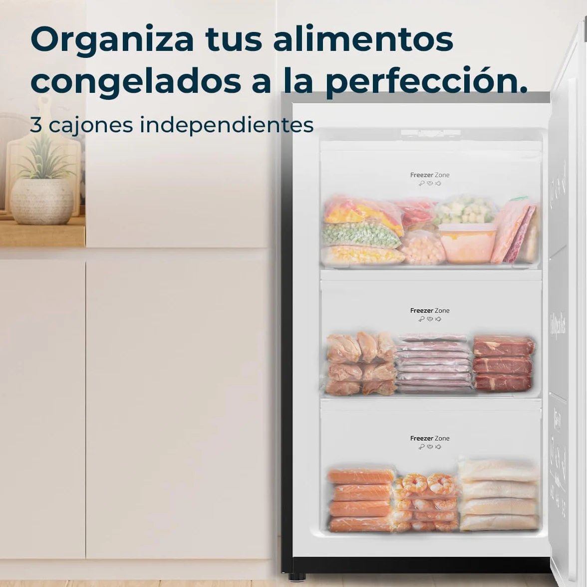 Cecotec Congelador Vertical Sobremesa 87L Bolero CoolMarket TF 87 Inox 83,6 cm Altura 50,6 cm Ancho Bajo Consumo Puerta Plana Reversible Blanco