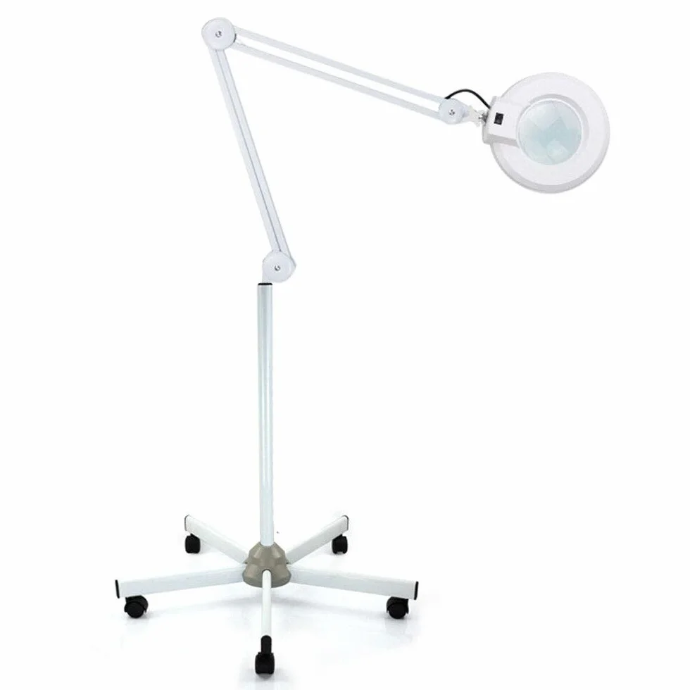 Lámpara de lupa LED de 8 dioptrías, brazo lupa ajustable con 5 ruedas, luz fría, lámpara de lupa para esteticistas, bordadores, dentistas