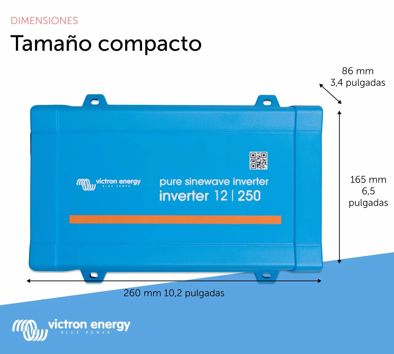 Victron Energy 250VA 12-Voltios 230V CA Inversor de Onda sinusoidal Pura (Schuko)