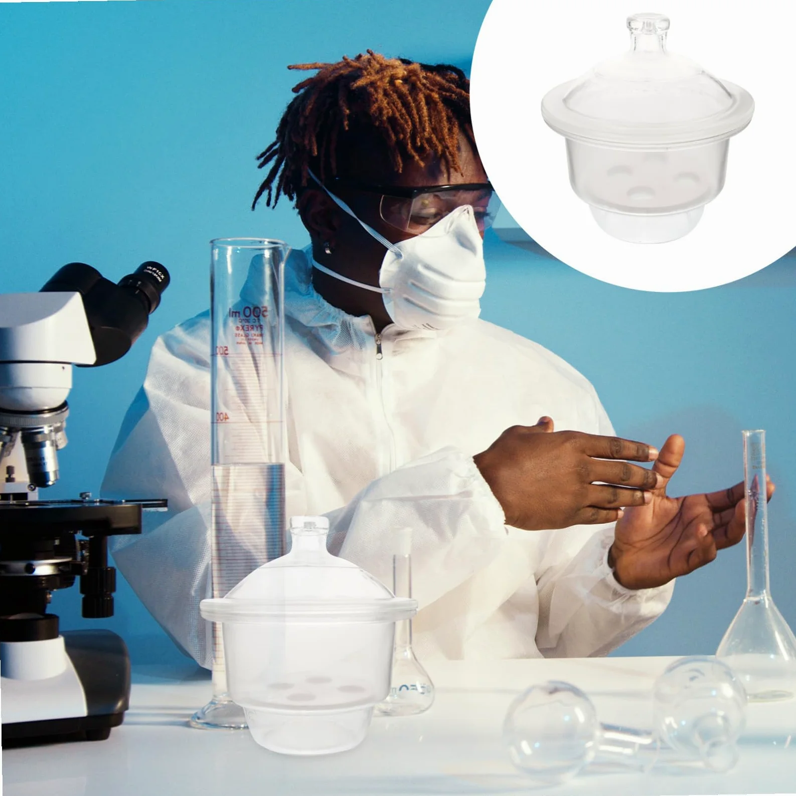 ULTECHNOVO Secadora al Vacío de Vidrio para Laboratorio 150 Mm, Botella Desecadora Química Resistencia Corrosión, Frasco Secador Durable para Uso Científico Industrial