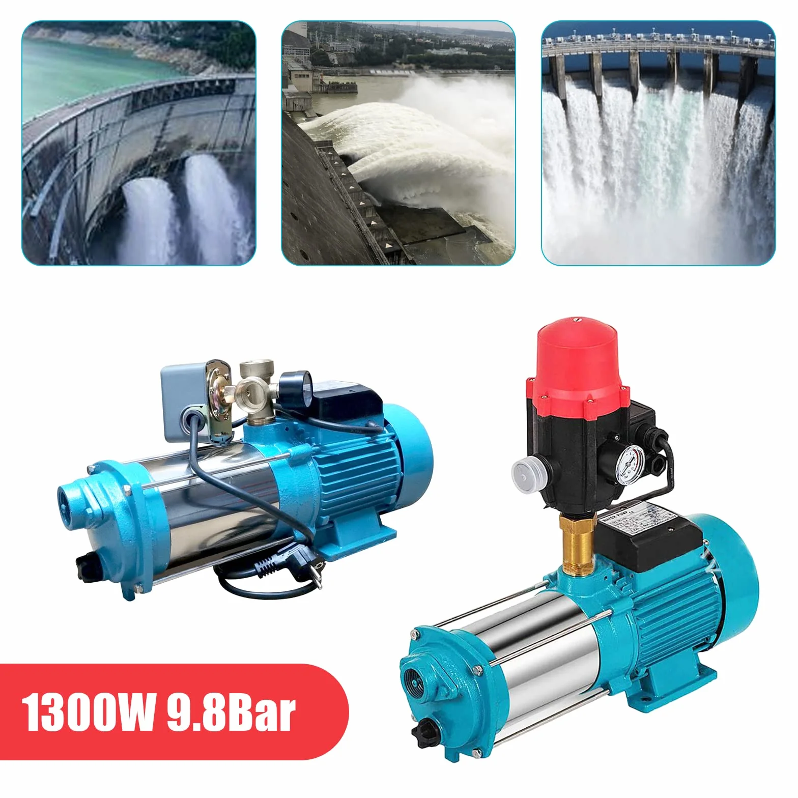 Bew Sserung - Bomba centrífuga (1300 W, 4000 L/H, 9,8 bar, caudal máximo: 4000 L/H, interruptor de presión)