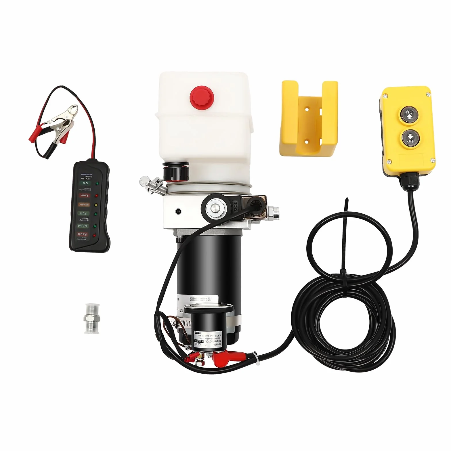 Bomba hidráulica, unidad hidráulica de 12 V, 800 W, bomba hidráulica de acción simple para volquete, 1,1 cc/r, capacidad del depósito de combustible de 1,5 l, 2850 rpm, válvula de sobrepresión