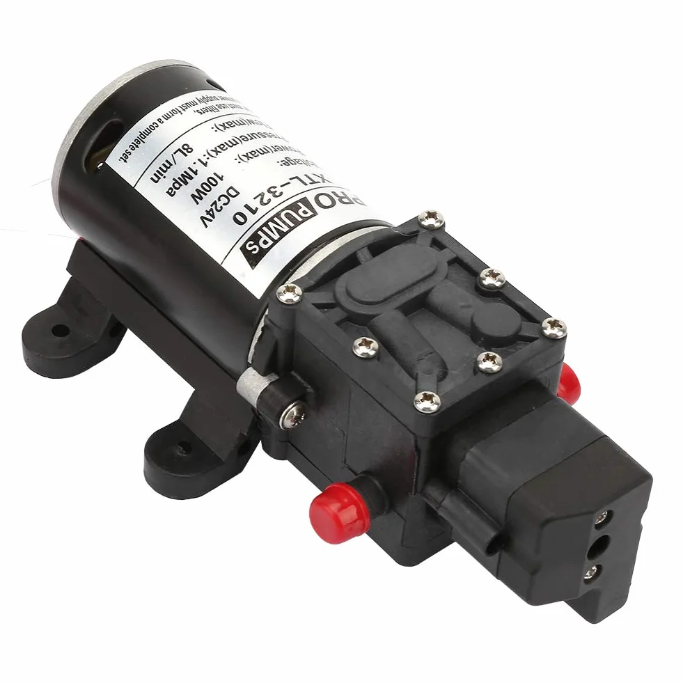 Bomba de Microdiafragma 24V 100W 8L/M Alta Presión Interruptor Autocebante para Equipos Industriales y Limpieza
