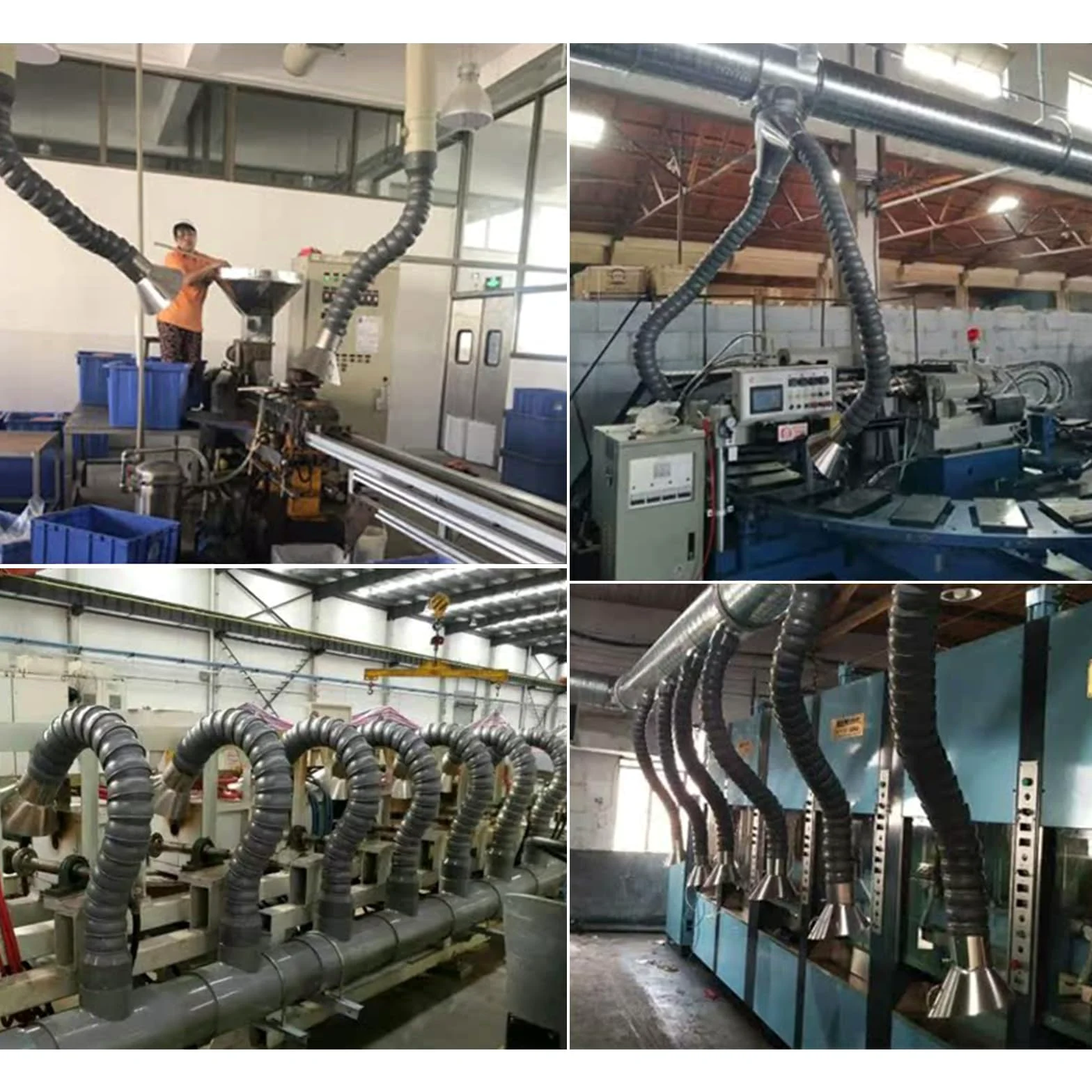 Campana redonda para ahumar, boquilla de aleación de aluminio para una extracción eficaz de humos de soldadura en estaciones de trabajo