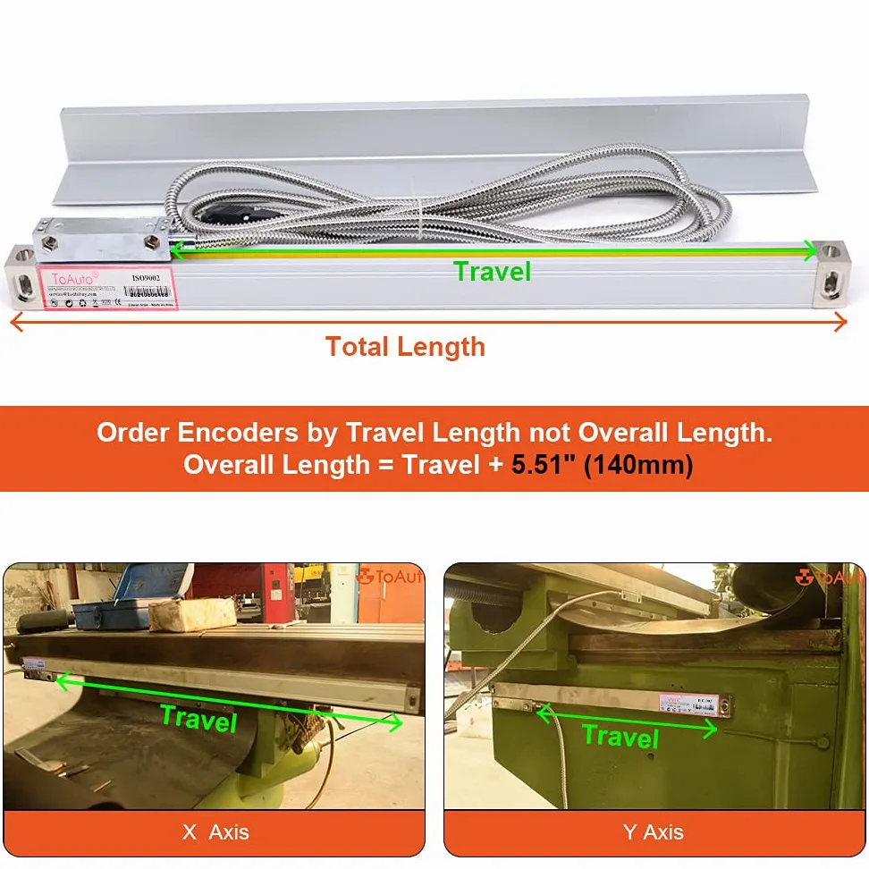 Regla electrónica de 1000 mm para pantalla digital de 2/3 ejes (carrera efectiva: 1000 mm)