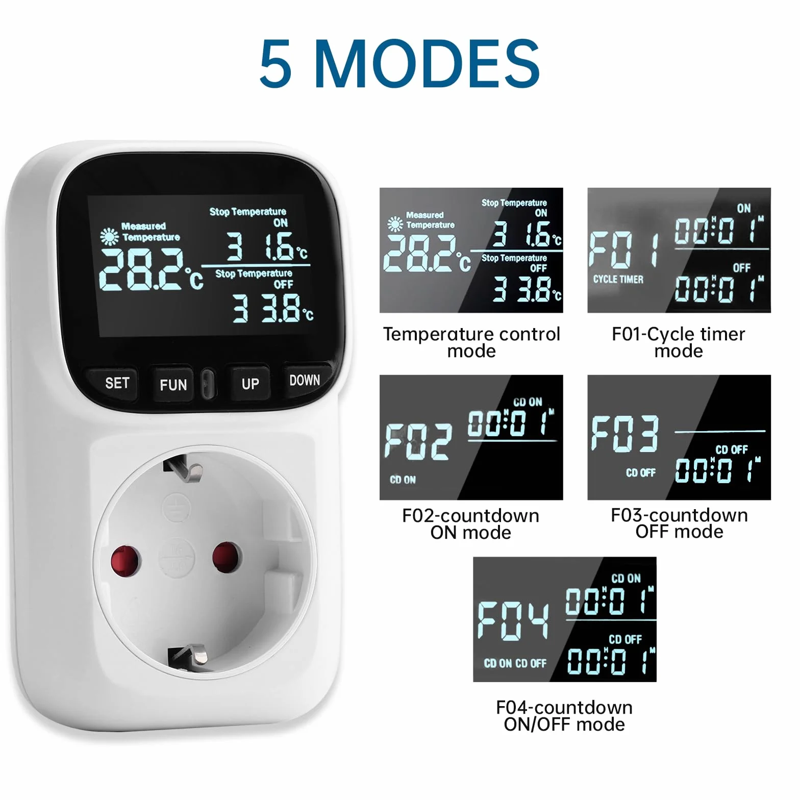 Enchufe controlador de temperatura digital 230V con sensor y interruptor de calefacción y enfriamiento