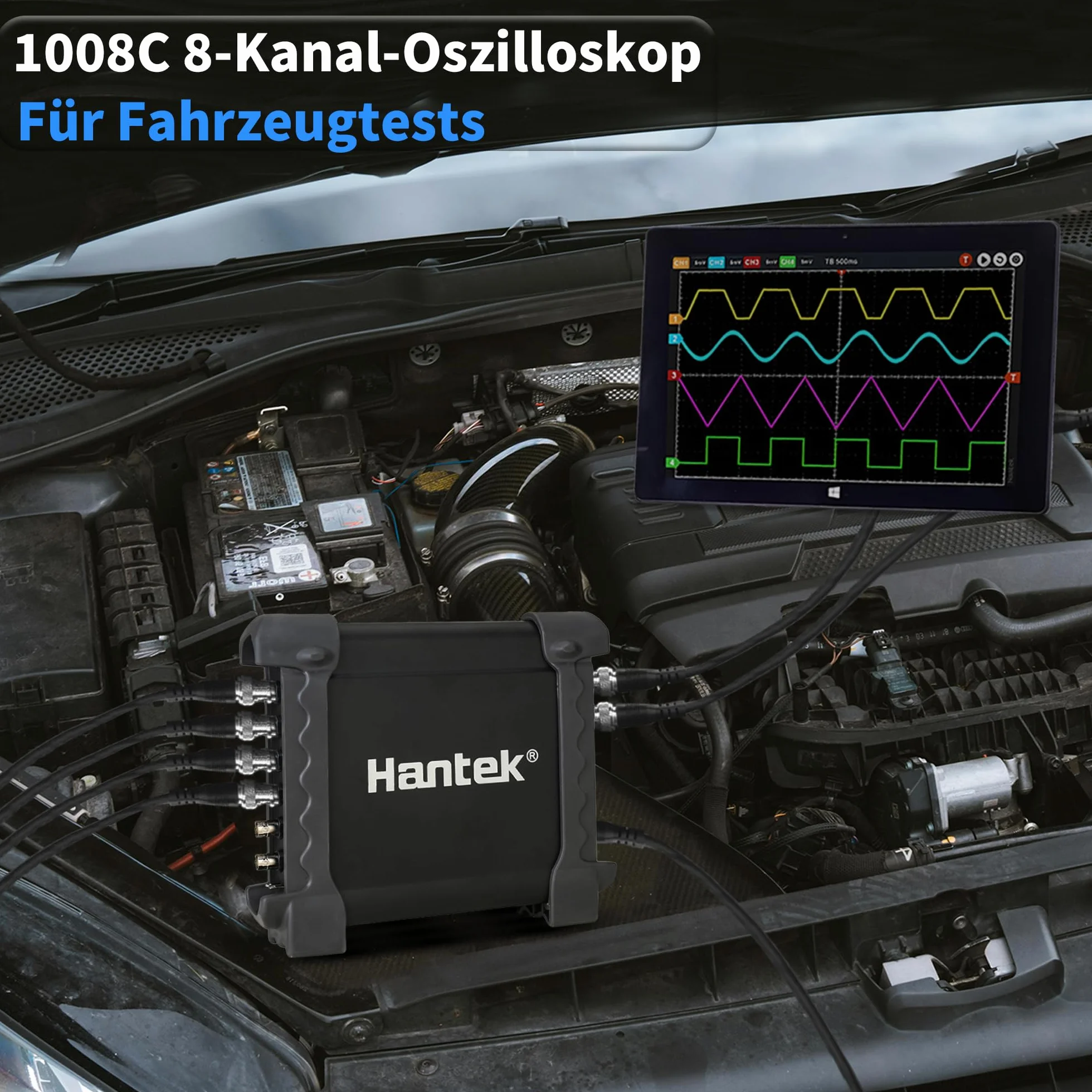 Hantek Osciloscopio virtual de 8 canales con líneas de prueba automáticas HT30A, atenuador HT201 20:1 y cabezal de sondeo de acupuntura HT307 para diagnóstico múltiple de vehículos