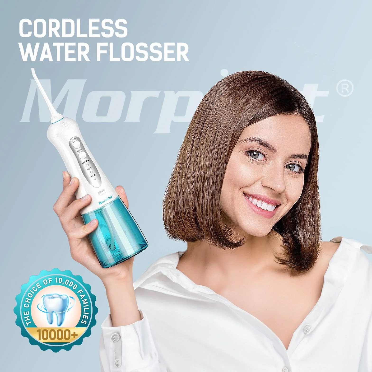 Morpilot Irrigador Bucal Dental Inalámbrico 3 Modos 5 Boquillas IPX7 300ML