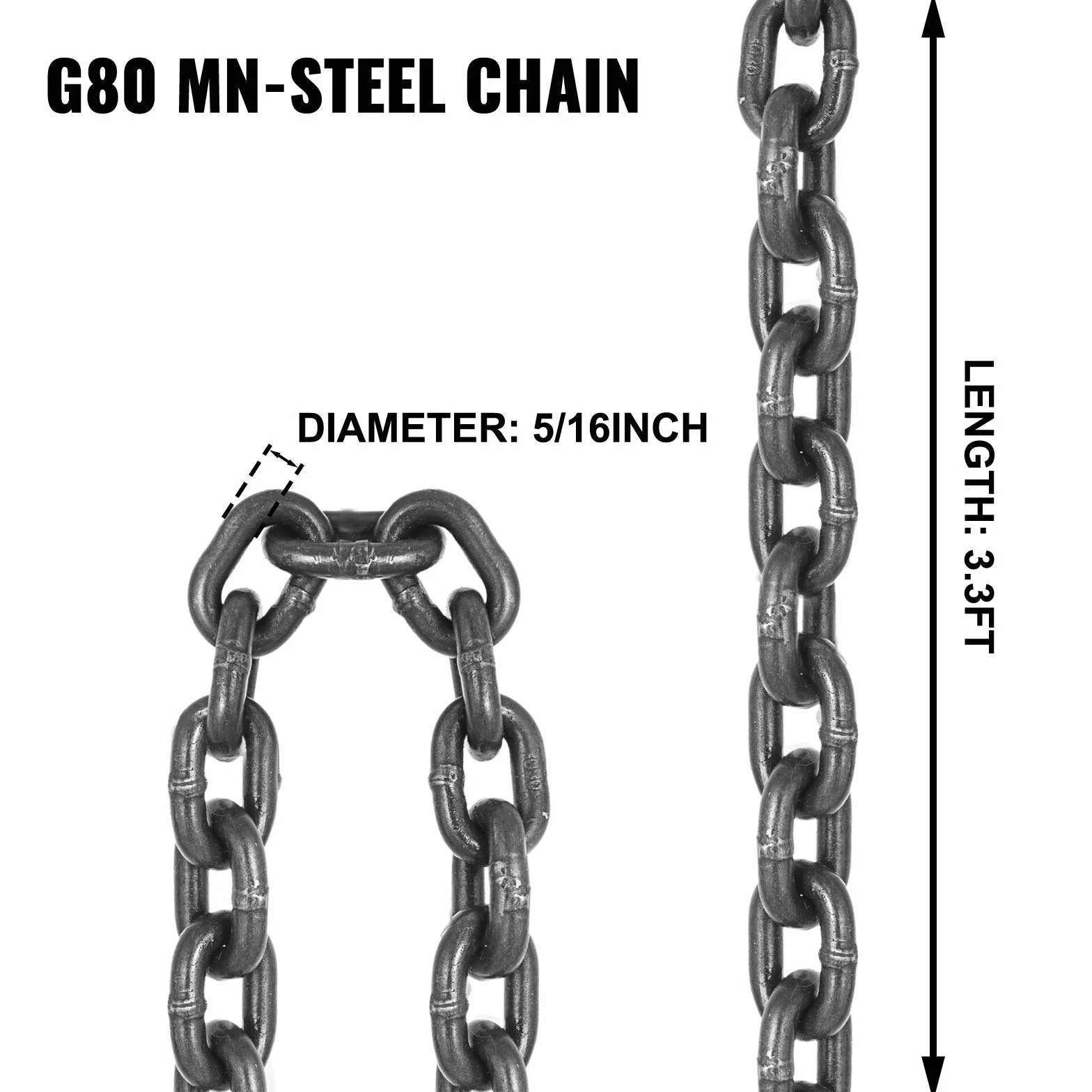 Mophorn G80 Eslinga de Cadena de Elevación de 4 Patas 1 m 4T Diámetro 8 mm