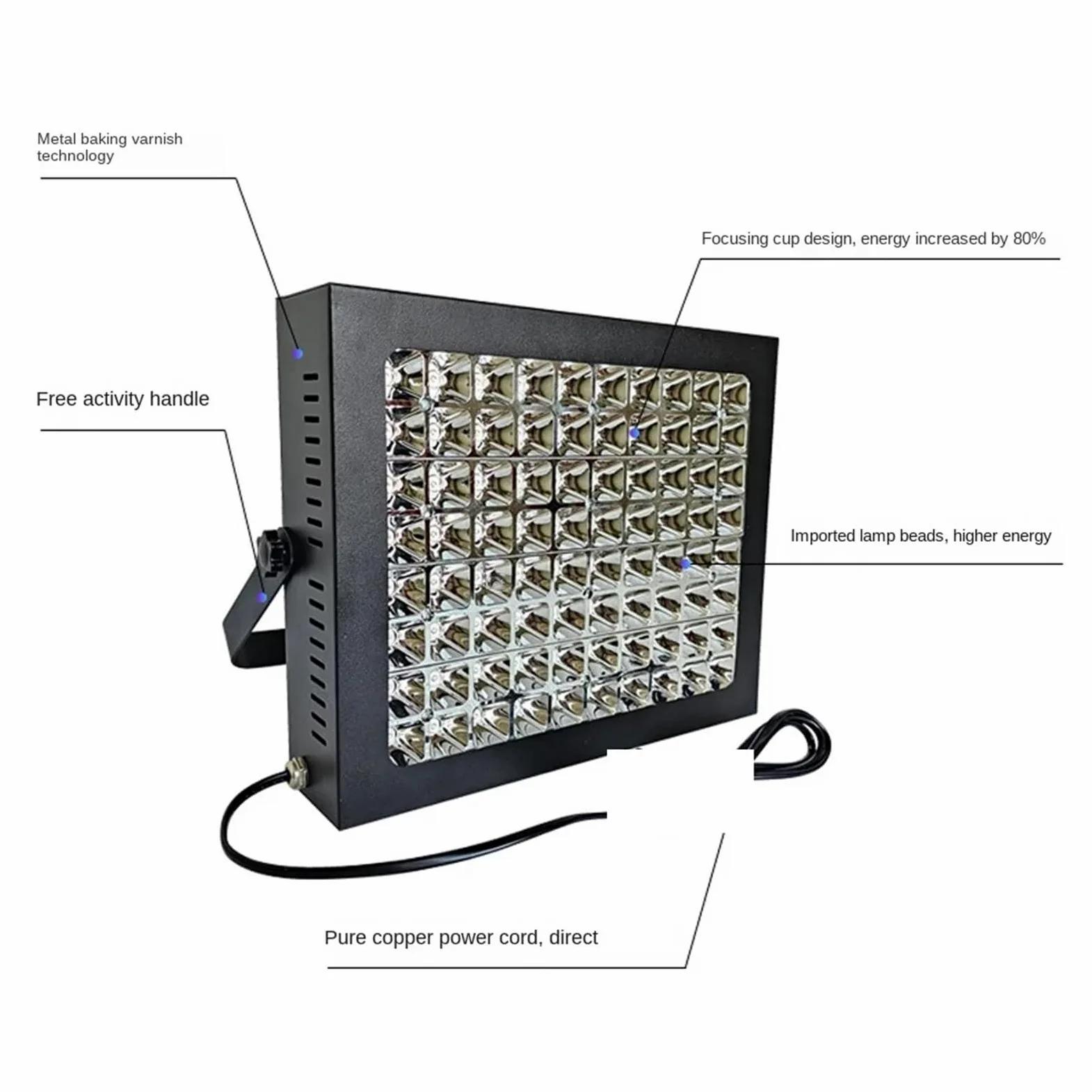 Lámpara de curado UV LED Lámpara de curado UV refrigerada por Aire 365 NM, 395 y 405, LED portátil for Resina, Adhesivo, Tinta, Aceite Verde(365nm,18 Beads 400W)