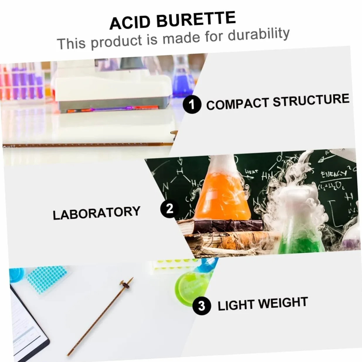Bureta de Vidrio Borosilicato - Herramienta de Titulación de Laboratorio, Fácil de Usar & Duradera(Brown,5pcs,10ml)