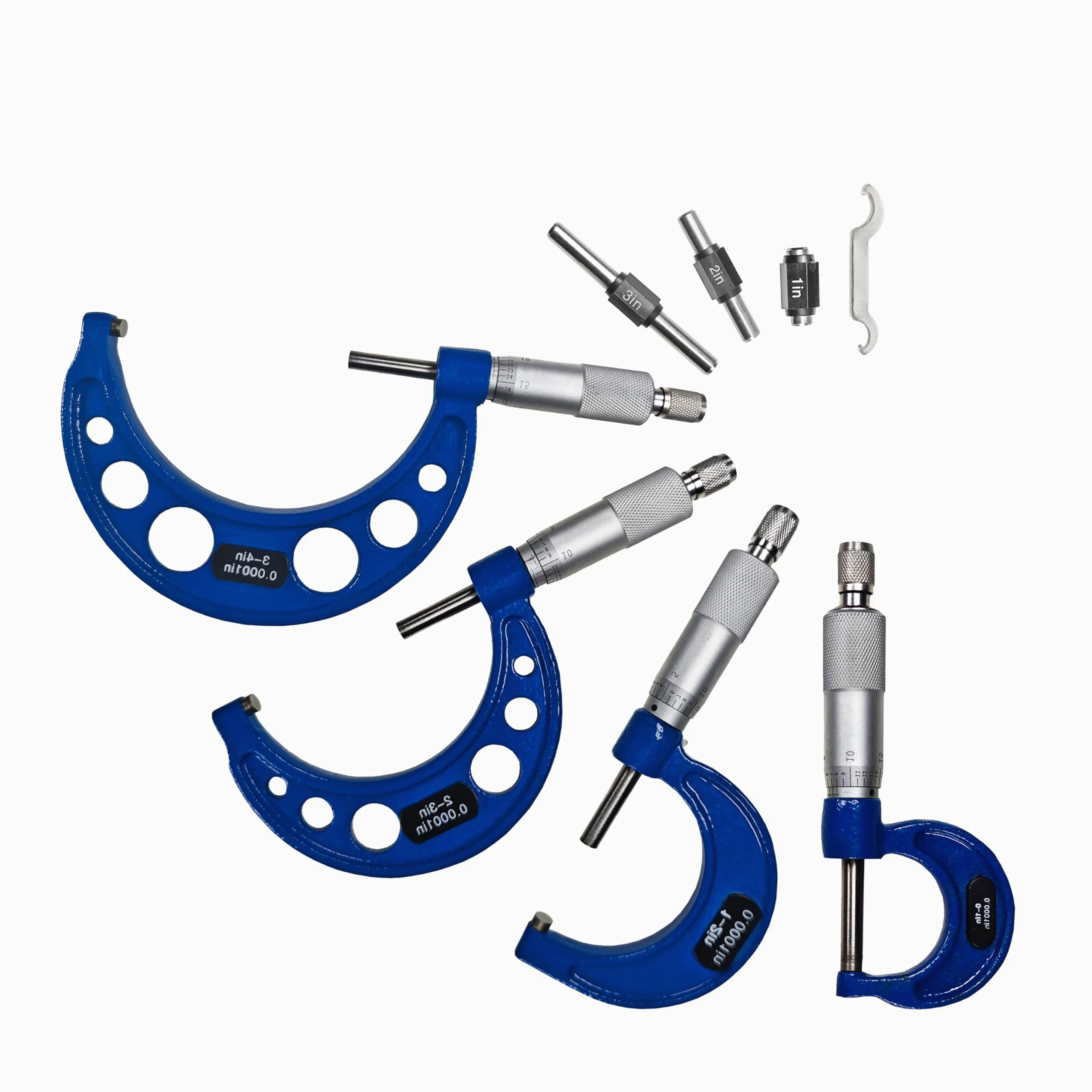 HFS (R) Estuche 0-6 x 0.0001" 4 piezas Premium para micrómetro exterior conjunto de marco de metal sólido punta de carburo