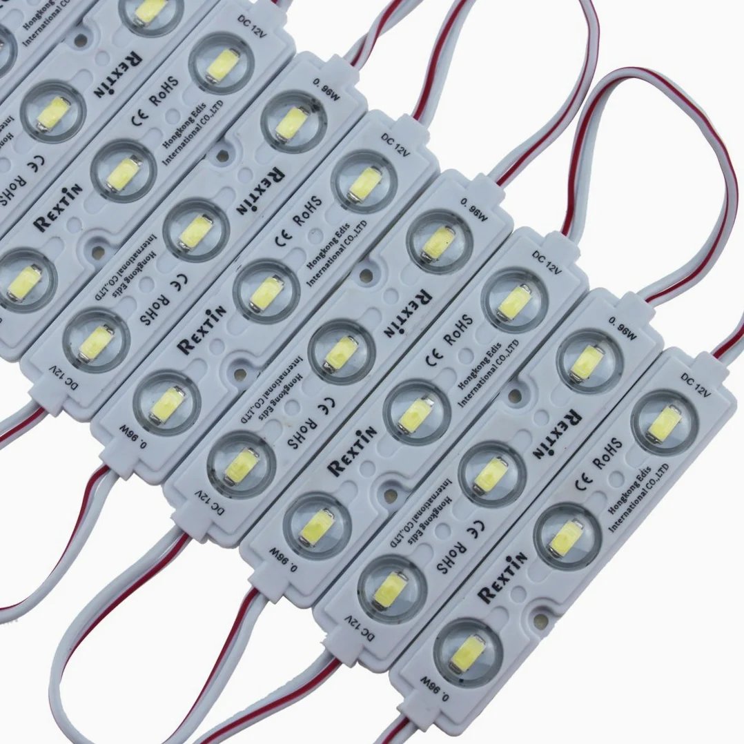 200 unidades de 3 módulos LED azules 5630 5730 SMD 40-45 lm por LED luz decorativa impermeable para letras, carteles publicitarios con cinta adhesiva en la parte trasera