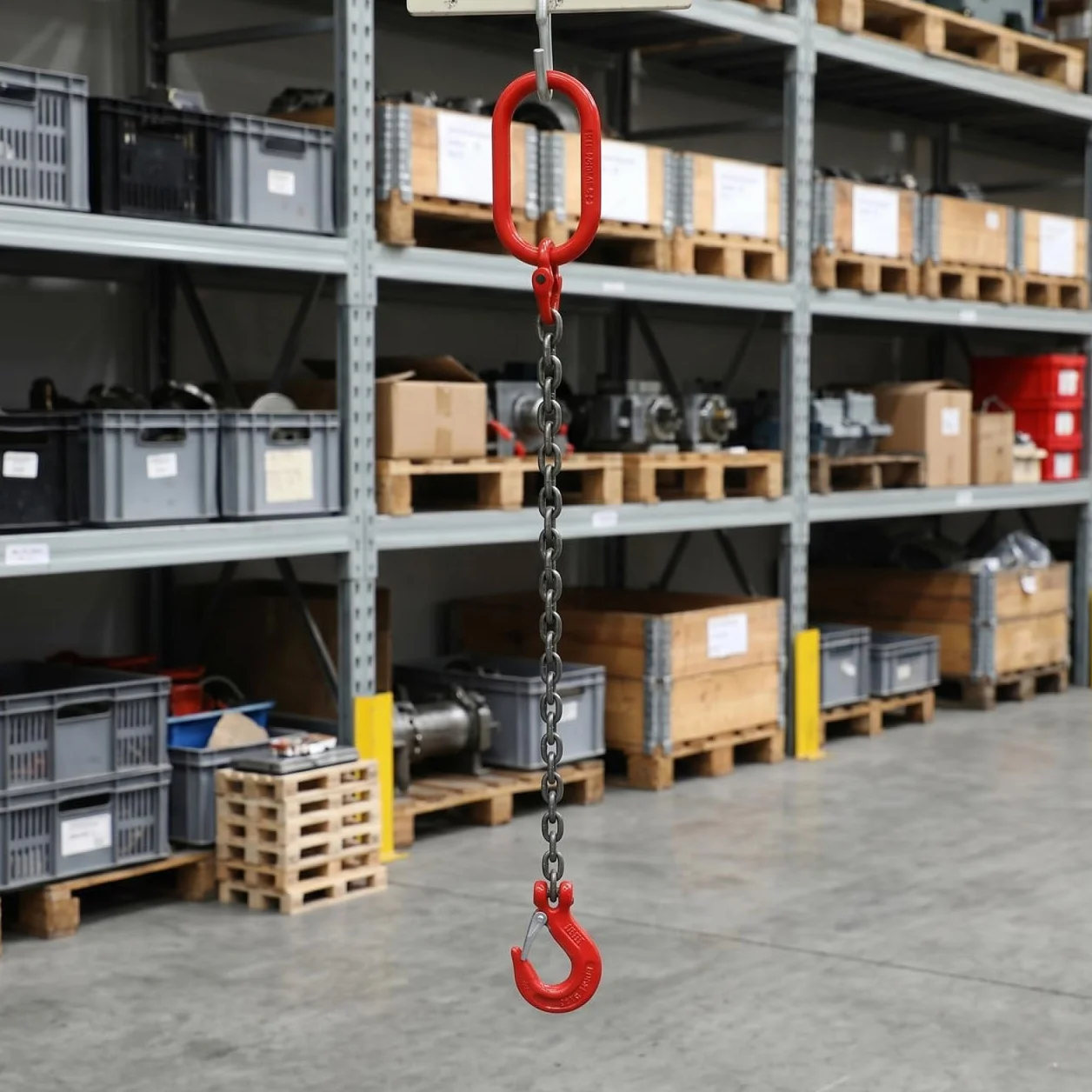 Cabilock Hebeschlinge 1-Strang-Hebekette Kettenschlinge mit Haken Manganstahl Arbeits-Rigging-Hebel