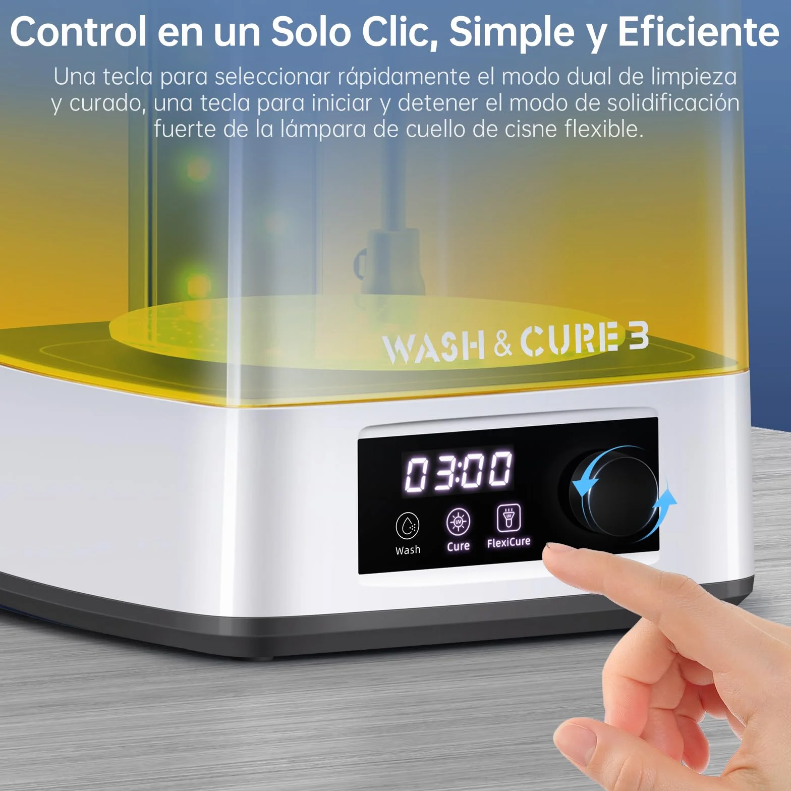 ANYCUBIC Wash & Cure 3 para Impresora 3D LCD/DLP/SLA, Cubo de Lavado, Luces De Cuello De Cisne, Ahorro de IPA, Bajo Ruido, Tamaño de Lavado 165 X 100 X 180 mm, Tamaño de Endurecimiento: 160 X 180 mm