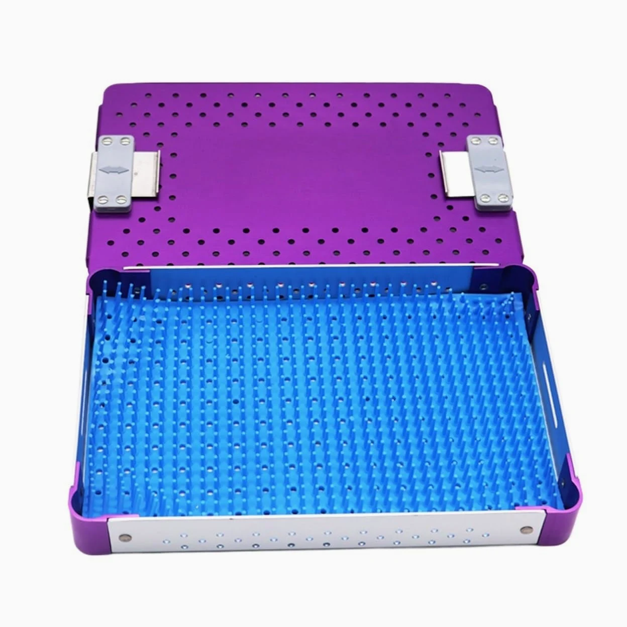 Caja De Esterilización Instrumentos Quirúrgicos, Médicos Aleación Aluminio Con Almohadilla Silicona, Adecuada For Hospitales, Dentales(Purple)