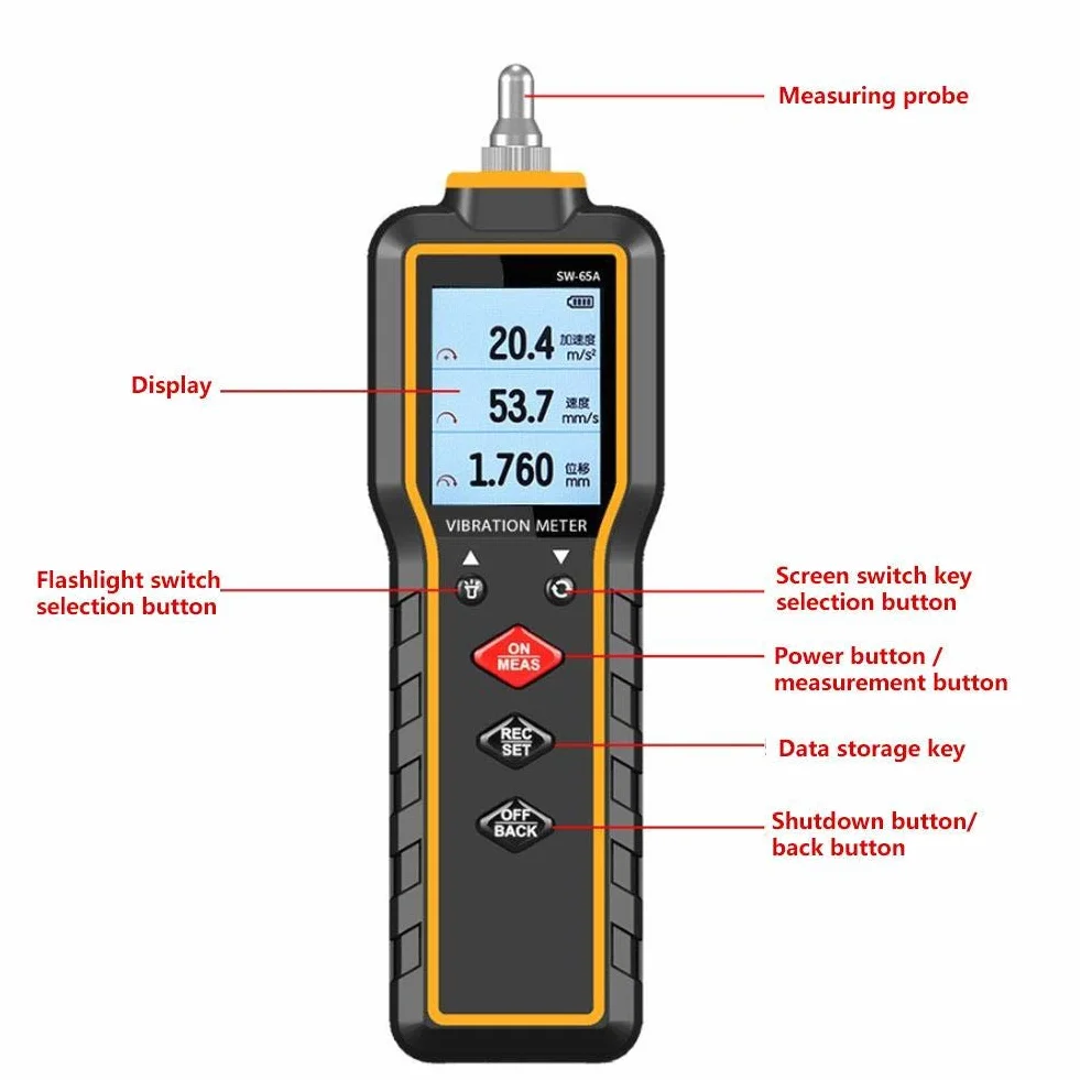 Walfront SW-65A Medidor de Vibración Digital, Medidor de Vibración, Analizador de Vibrometro
