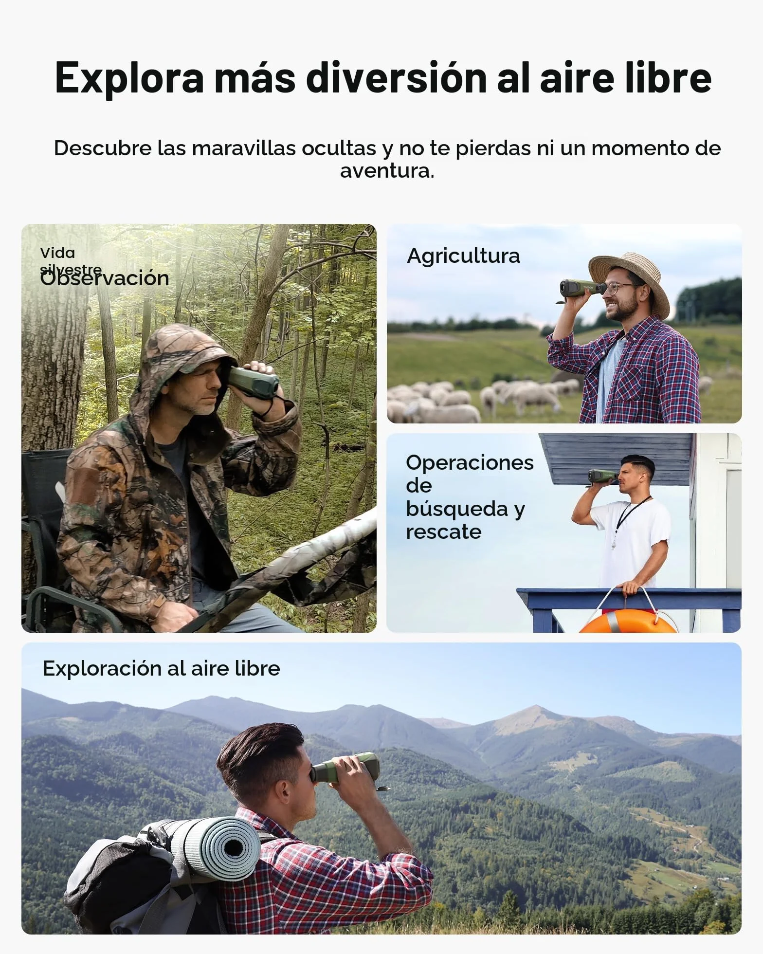TOPDON Monocular termográfico TS004, 320x240 TISR Alta Resolución, 13 mm, 50 Hz, 32 GB de RAM, 11 Horas de batería, Ideal para exploración Nocturna al Aire Libre, observación de Fauna y Caza