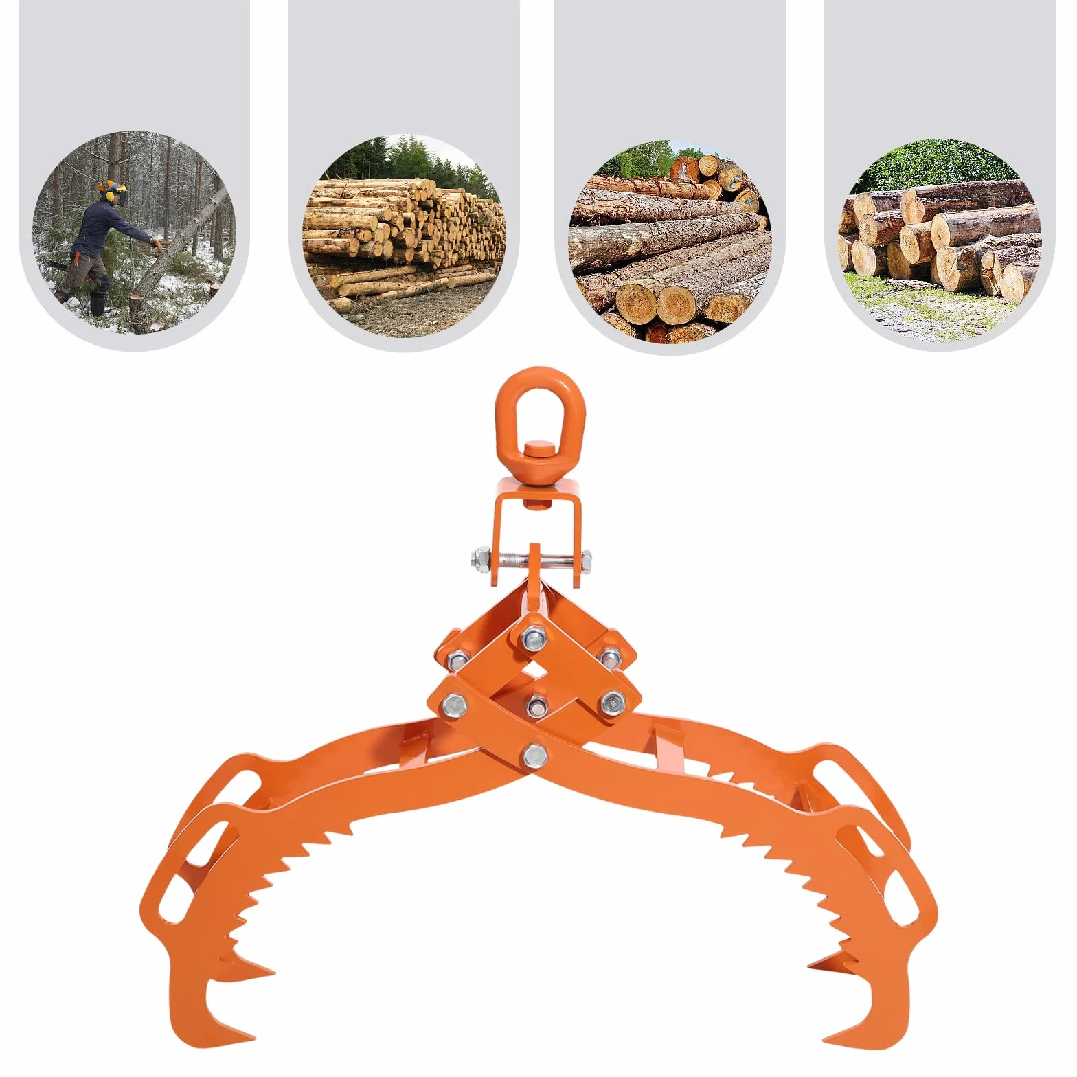 Alicates forestales para troncos de árboles, pinzas de madera de hasta 710 mm, pinzas para madera de acero, capacidad de carga de 1202 kg, alicates de arrastre con 4 mandriles para levantar