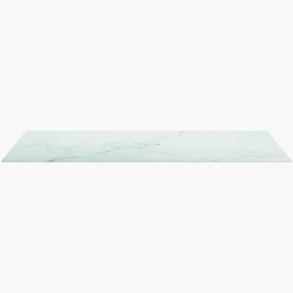 Bandeja de cristal templado (100 x 50 cm, color blanco, aspecto mármol, para sofá, oficina, sala de estar, dormitorio, pasillo