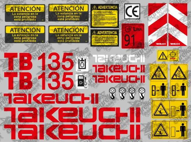 Juego de pegatinas Takeuchi TB 135