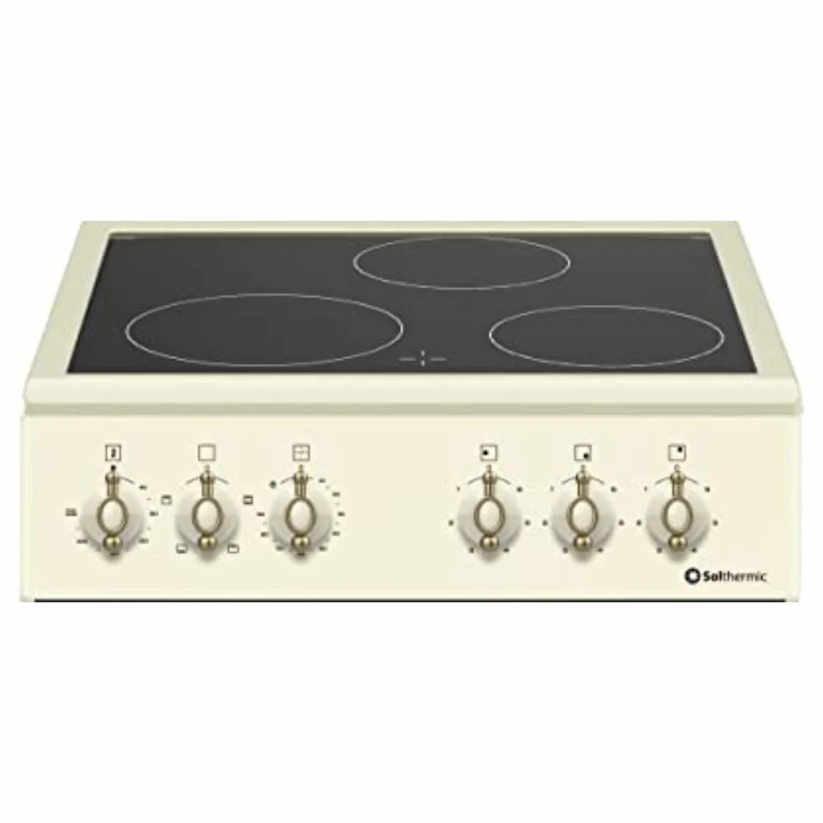 COCINA VITROCERÁMICA CON HORNO ELÉCTRICO SOLTHERMIC 50 CM 3 FUEGOS CREMA RÚSTICA