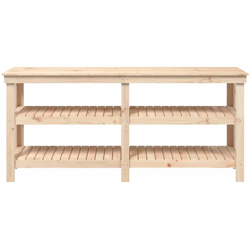 vidaXL Banco de Trabajo de Madera Maciza de Pino 181x50x80 cm, Banco de almacenaje, Mesa de Trabajo, Banco de Trabajo de Madera Maciza
