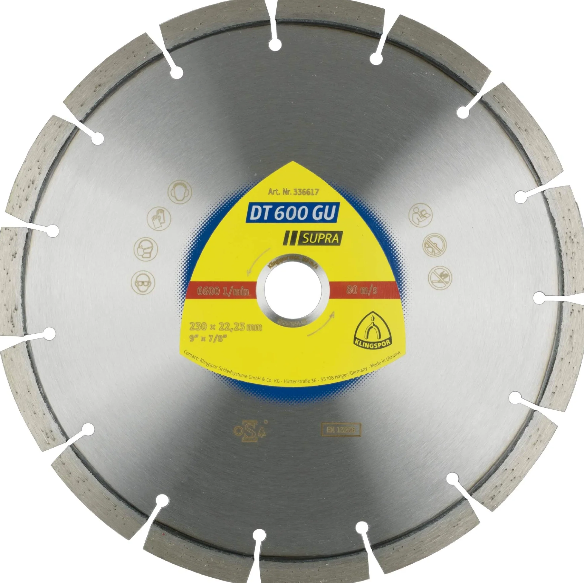 DT 600 GU 336617 - Disco de corte de diamante (230 x 2,6 x 22,23 mm, 15 segmentos, 42 x 2,6 x 10 mm, dentado estándar)