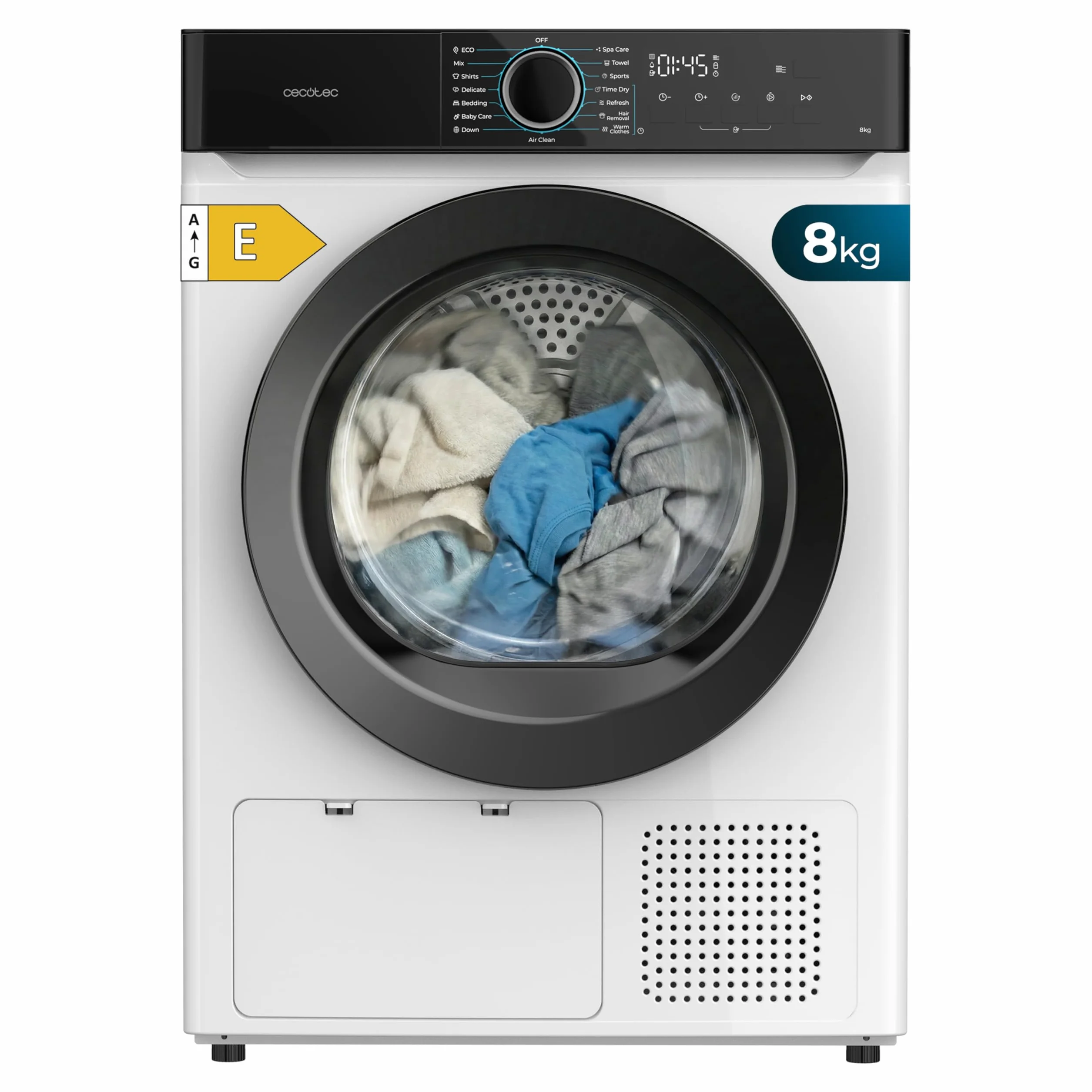 Cecotec Secadora Bomba de Calor 8Kg Bolero Dresscode Dry 8180 650W Clase E Bajo Consumo 15 Programas Blanco