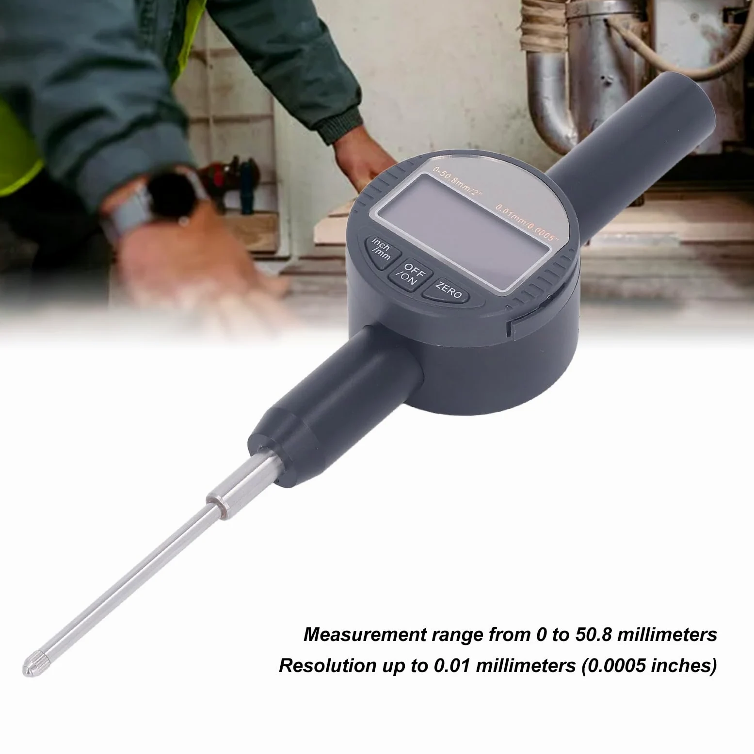 Keenso Indicador de Cuadrante Digital Herramienta de Medición de Alta Precisión para Uso Industrial y de Laboratorio, Resolución de 0,01 Mm, Aleación de Aluminio Duradera, Rango de 0-50,8 Mm