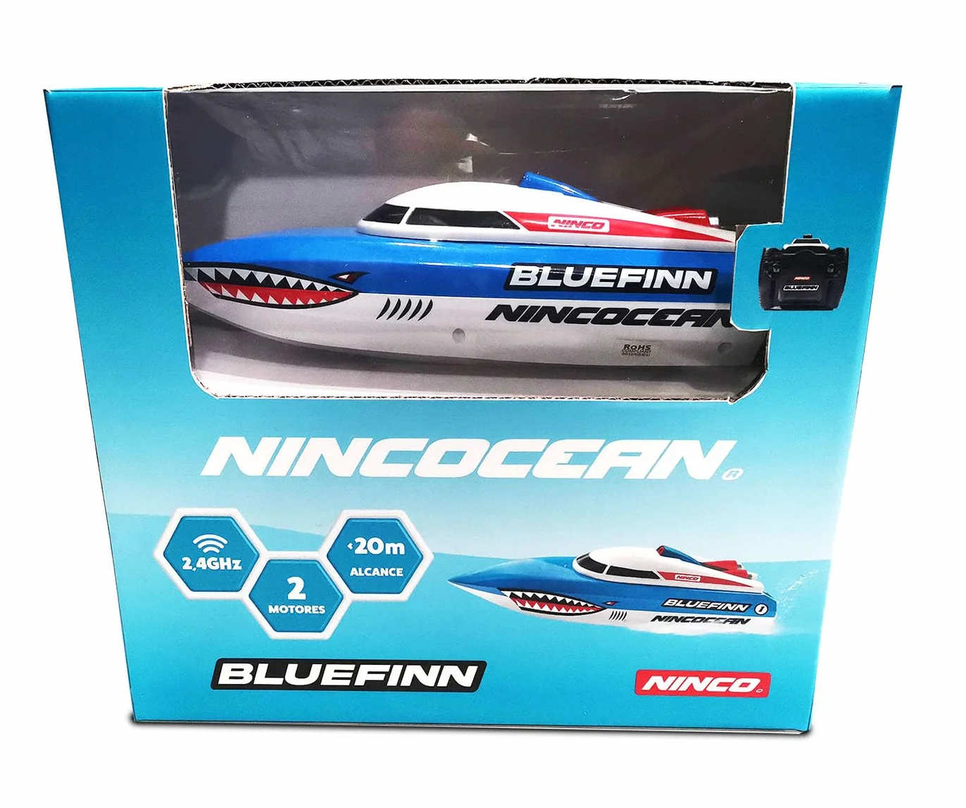 Ninco Bluefinn Barco Teledirigido 2,4 GHz 2 Motores Gran ángulo de Giro 24 x 9 x 8 cm