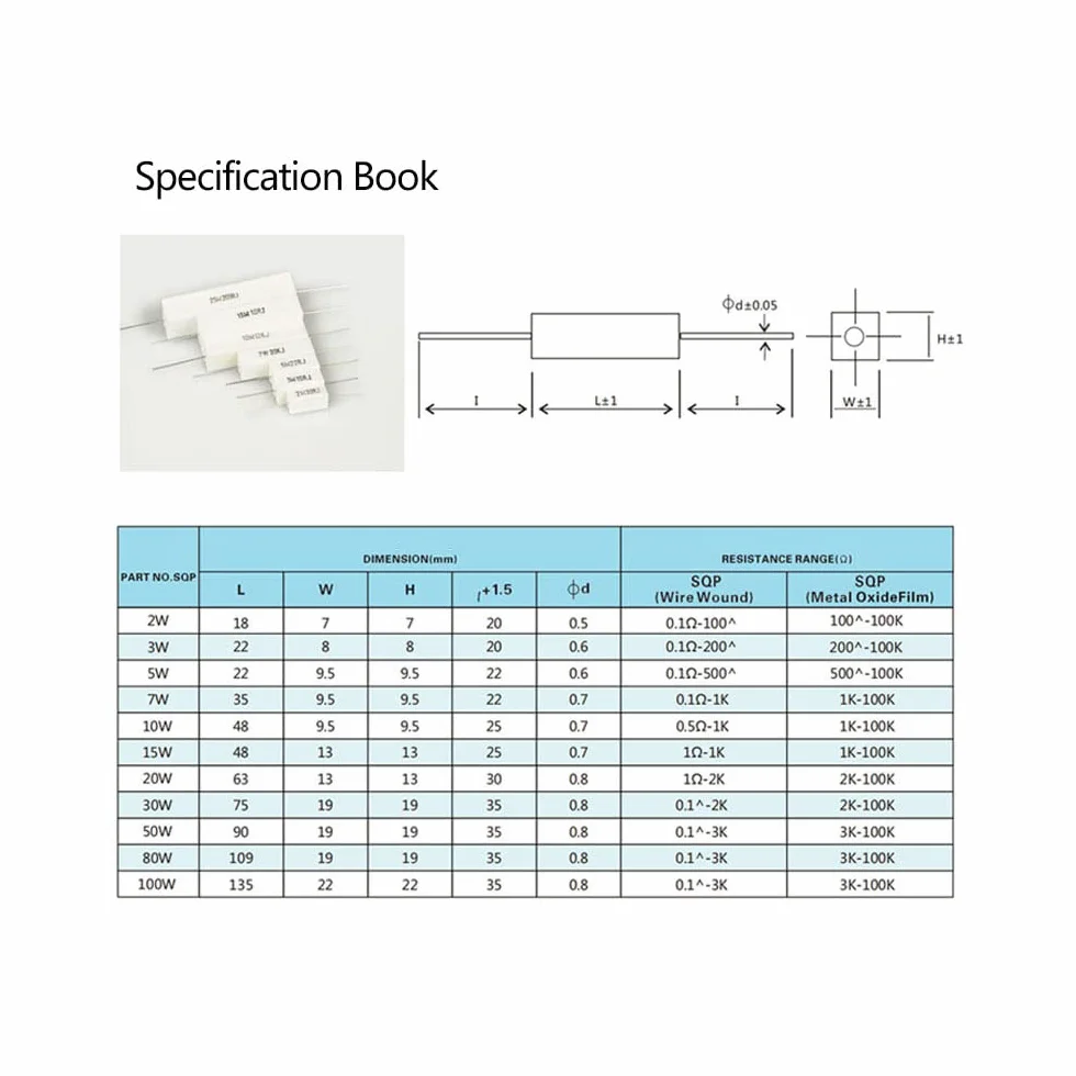 5W 5.1K Resistor de Cemento Cerámico 5% 10pcs